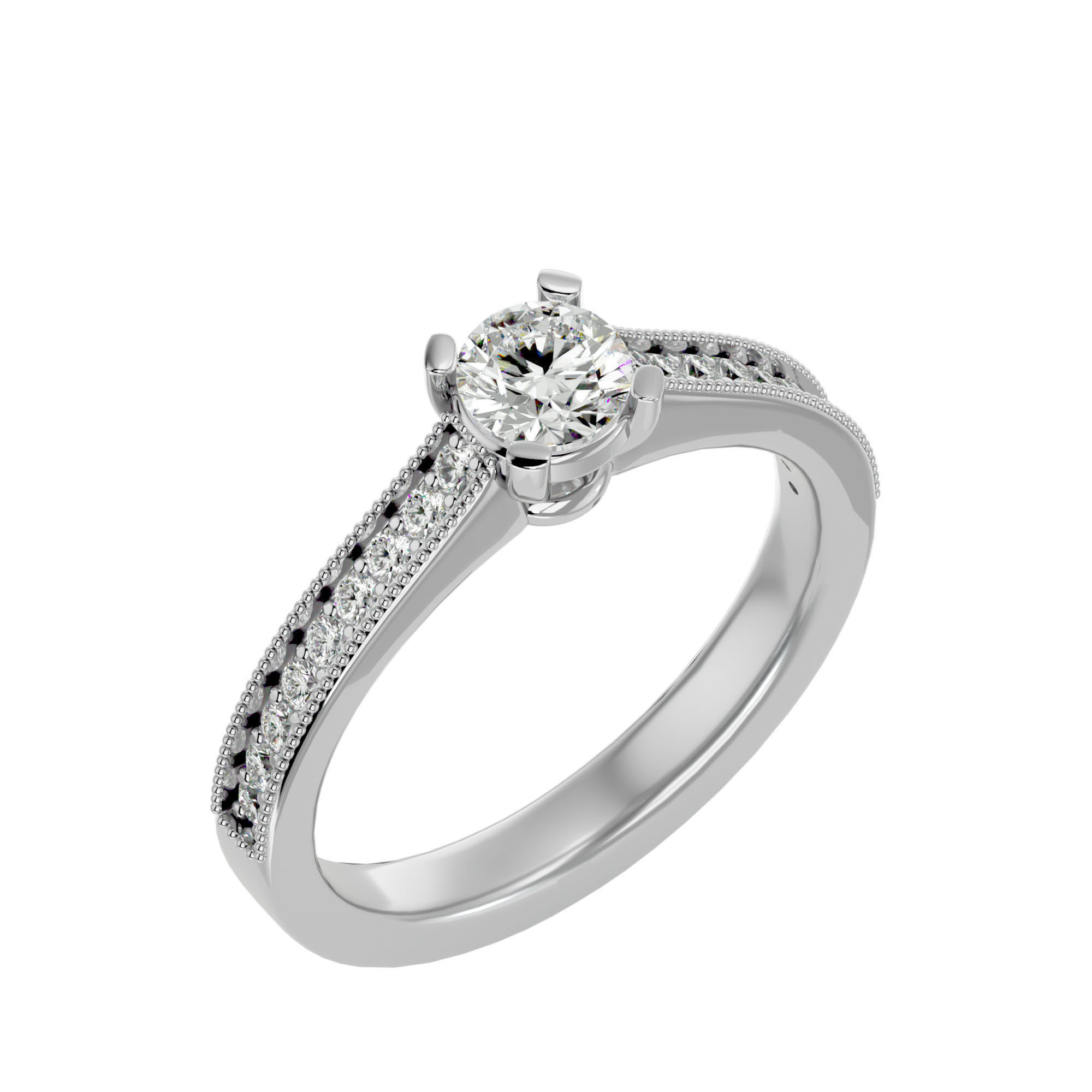 Solitaire wedding engagement ring with 360 view animation 3D print model_10