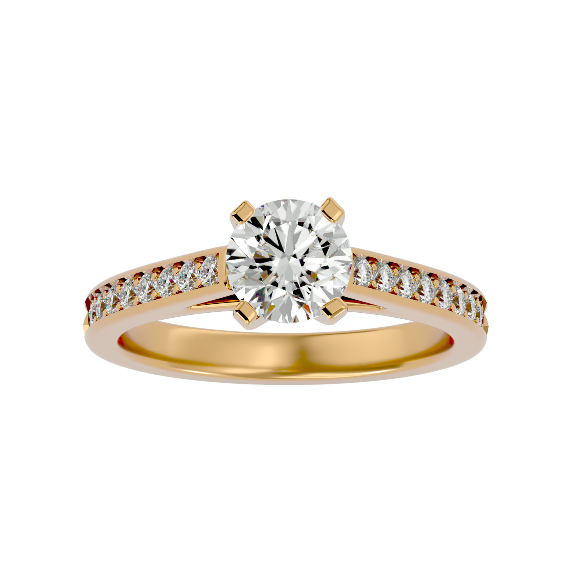 Solitaire wedding engagement ring with 360 view animation 3D print model_1