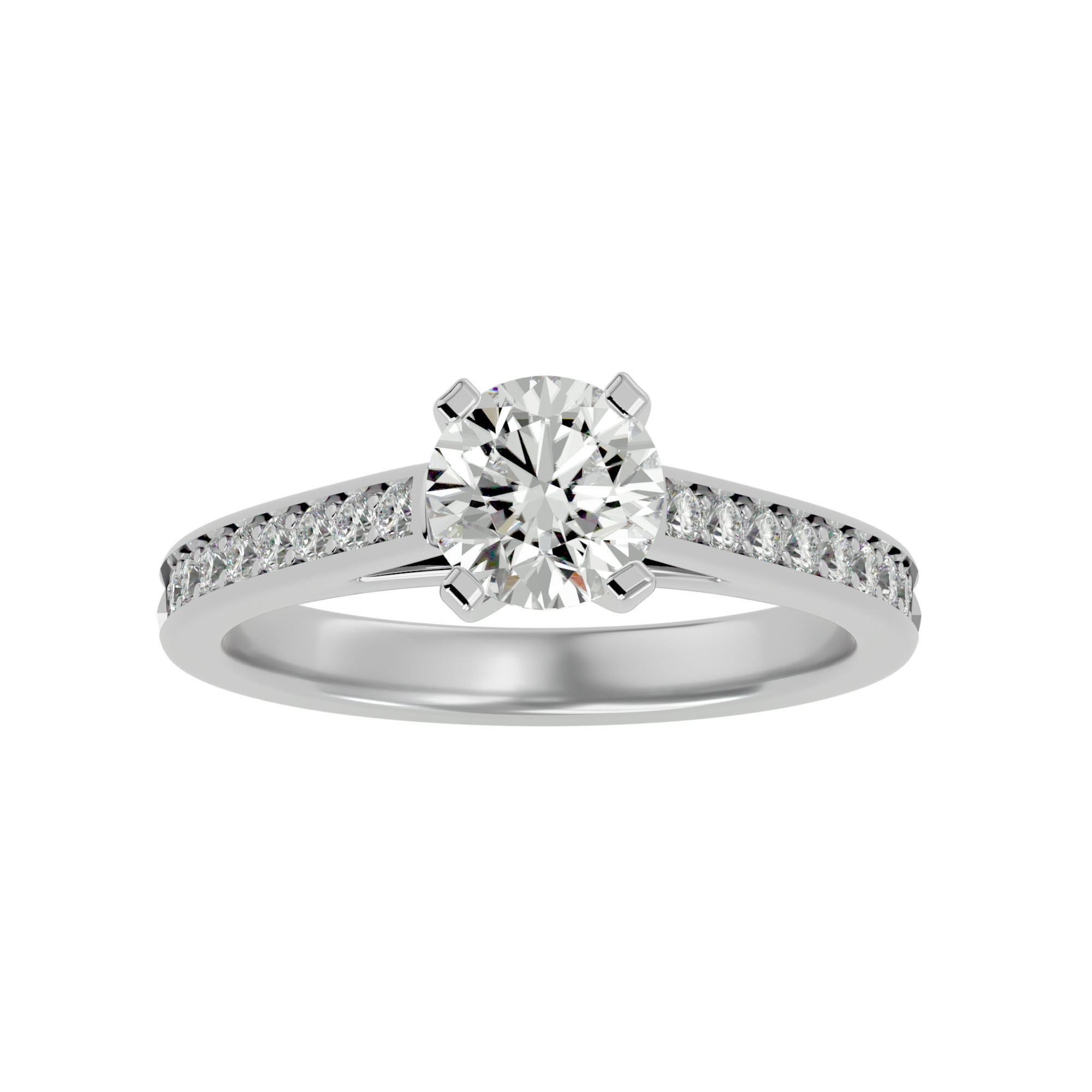 Solitaire wedding engagement ring with 360 view animation 3D print model_2