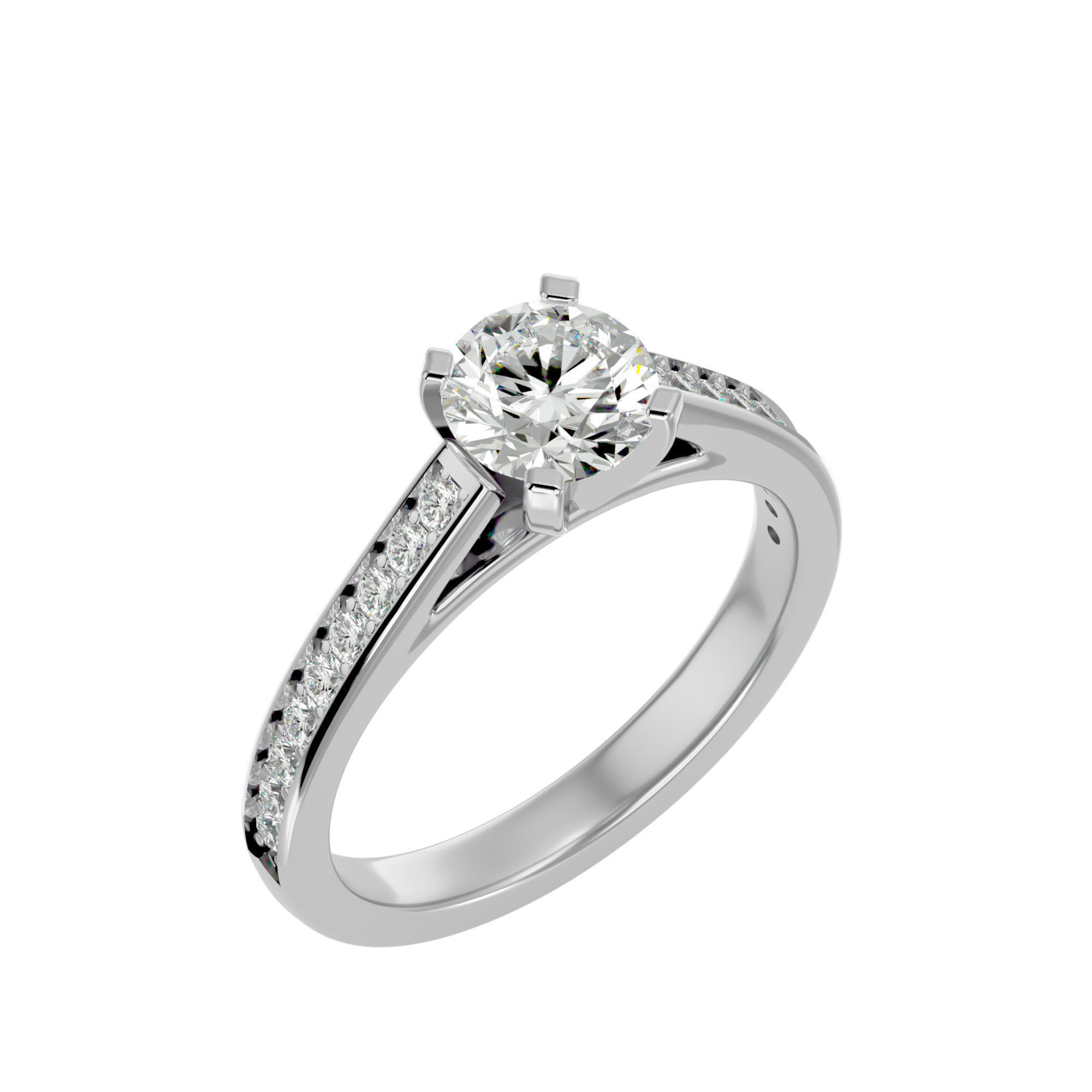 Solitaire wedding engagement ring with 360 view animation 3D print model_10