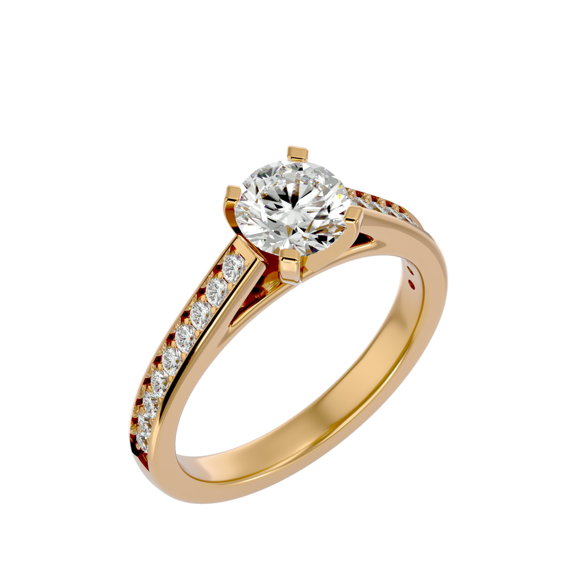 Solitaire wedding engagement ring with 360 view animation 3D print model_11