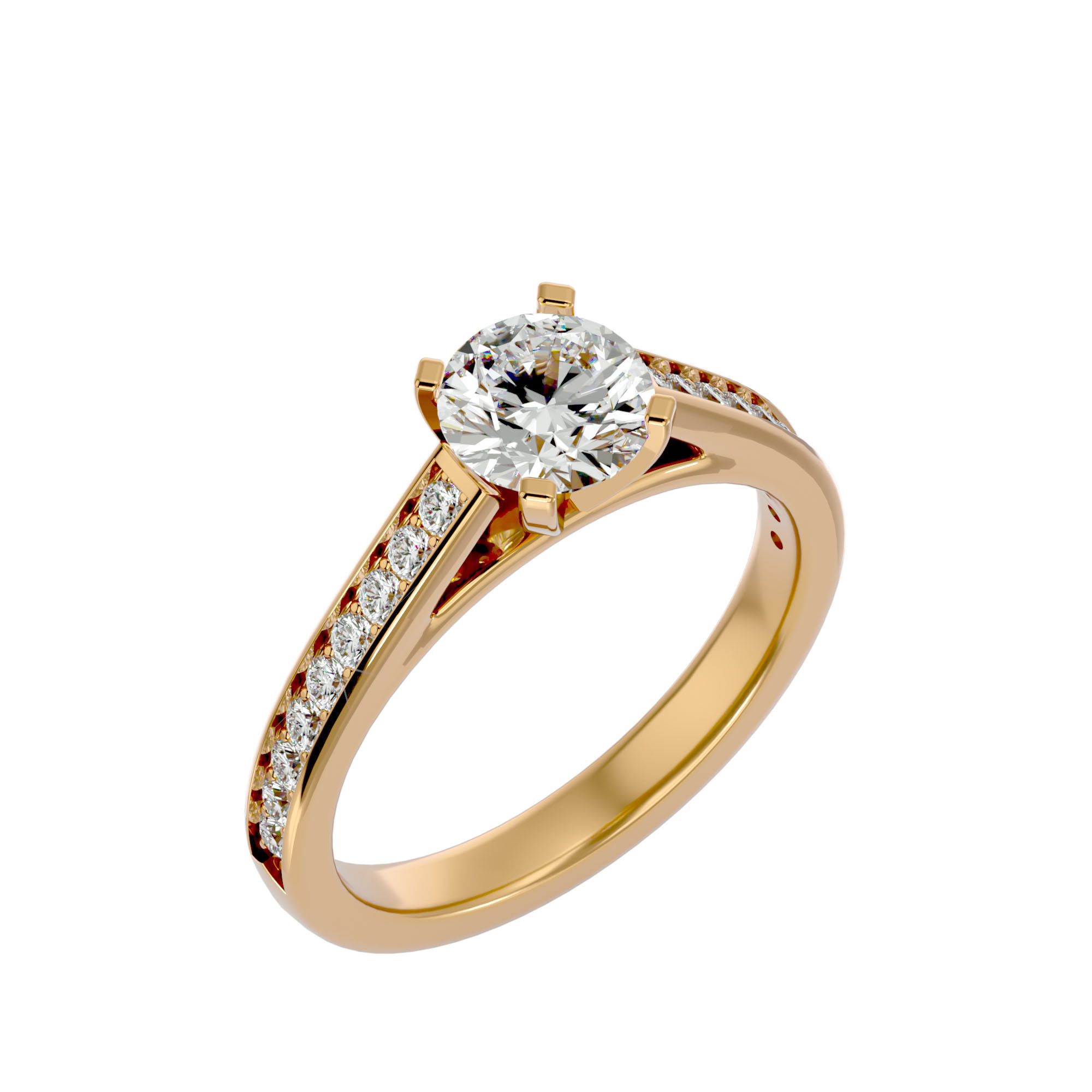 Solitaire wedding engagement ring with 360 view animation 3D print model_10