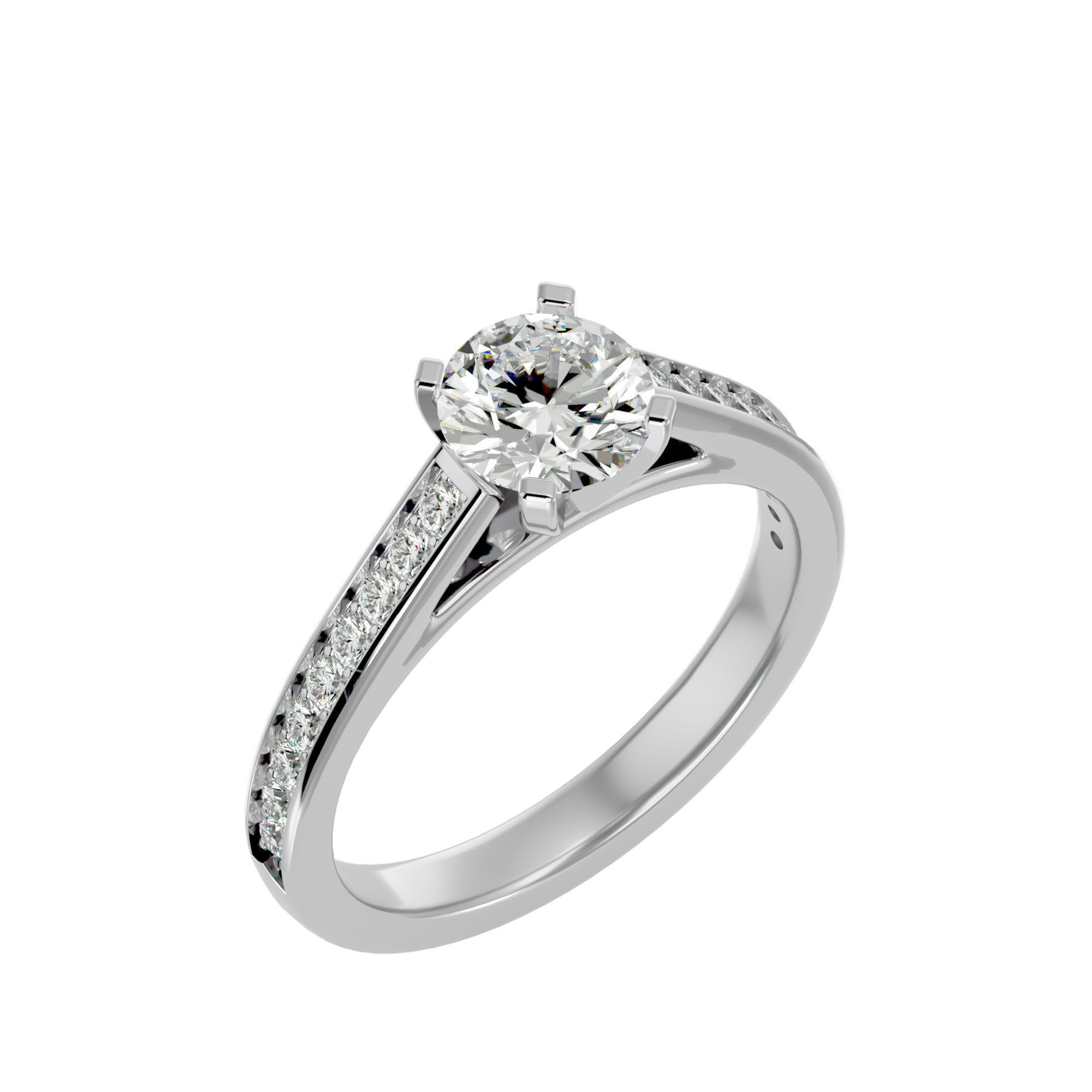 Solitaire wedding engagement ring with 360 view animation 3D print model_9