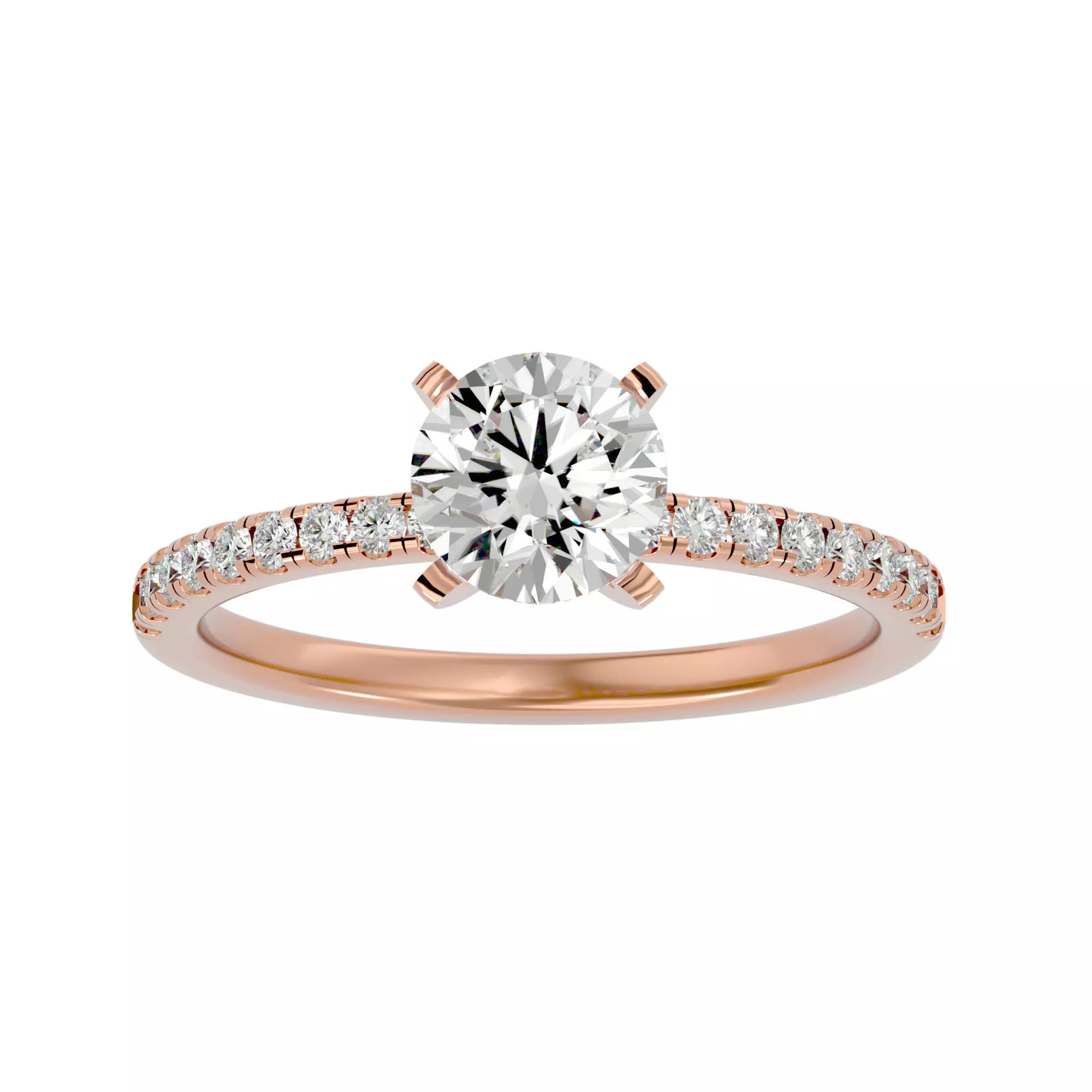 Solitaire wedding engagement ring with 360 view animation 3D print model_0