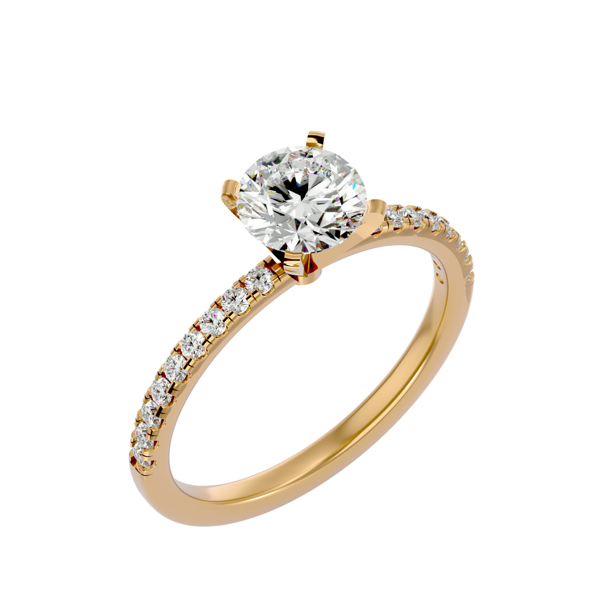 Solitaire wedding engagement ring with 360 view animation 3D print model_11