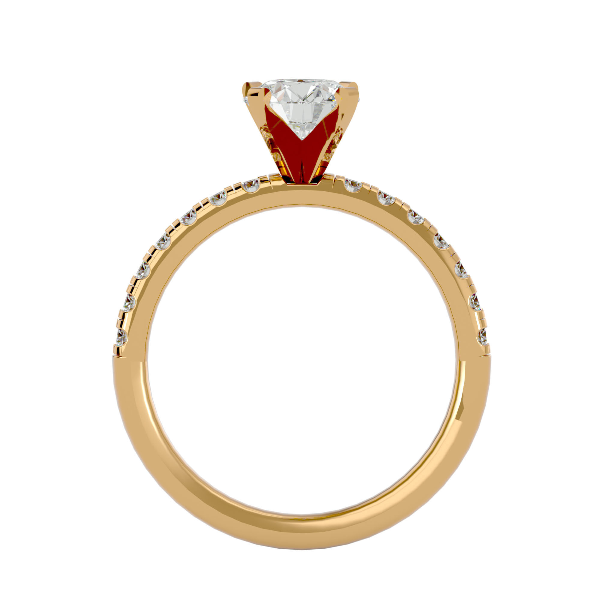 Solitaire wedding engagement ring with 360 view animation 3D print model_5