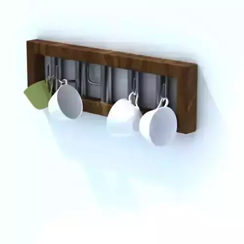 Wooden Mug Rack With Hooks