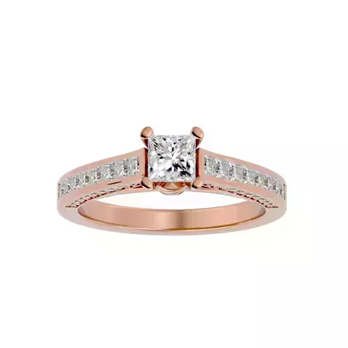 Solitaire wedding engagement ring with 360 view animation