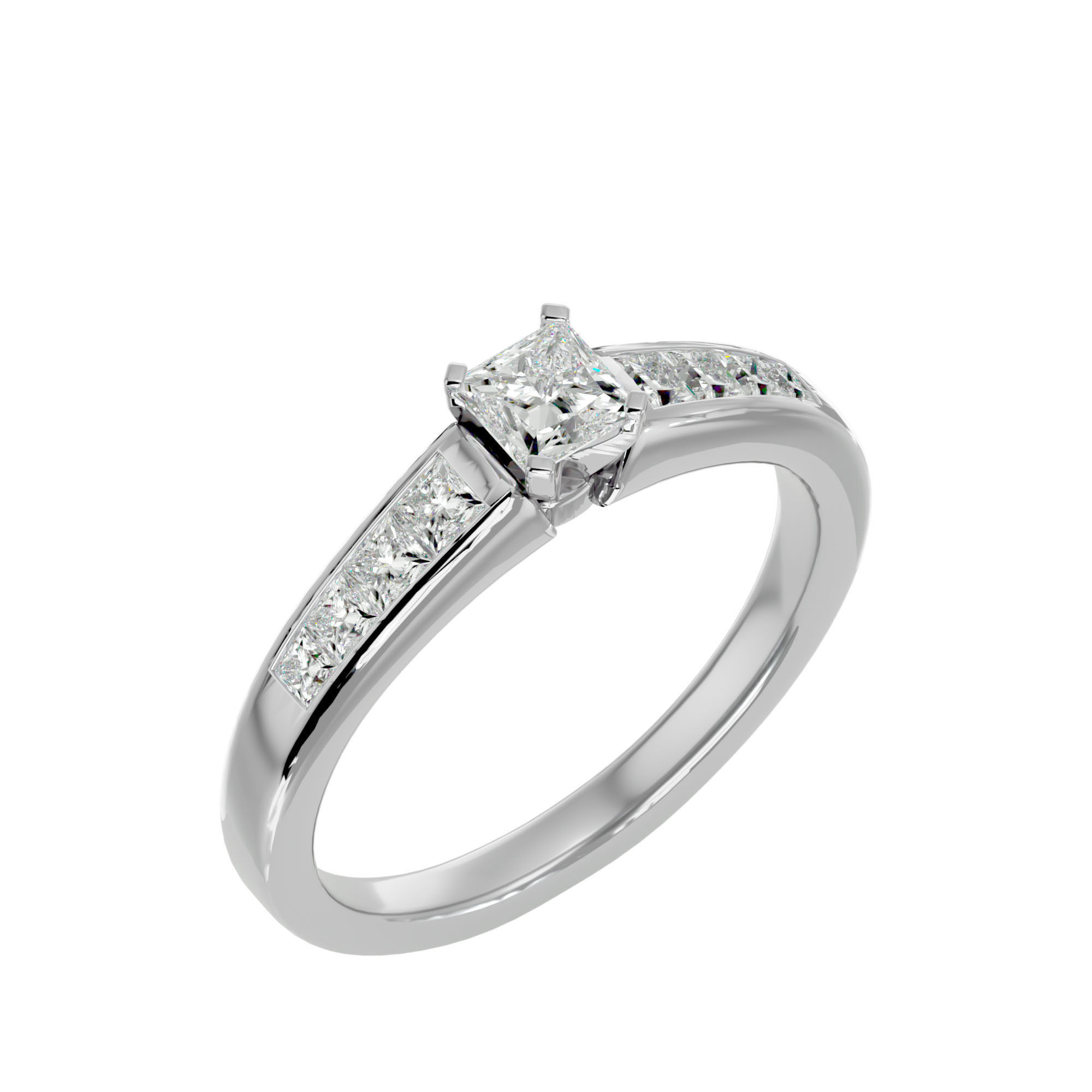 Solitaire wedding engagement ring with 360 view animation 3D print model_10