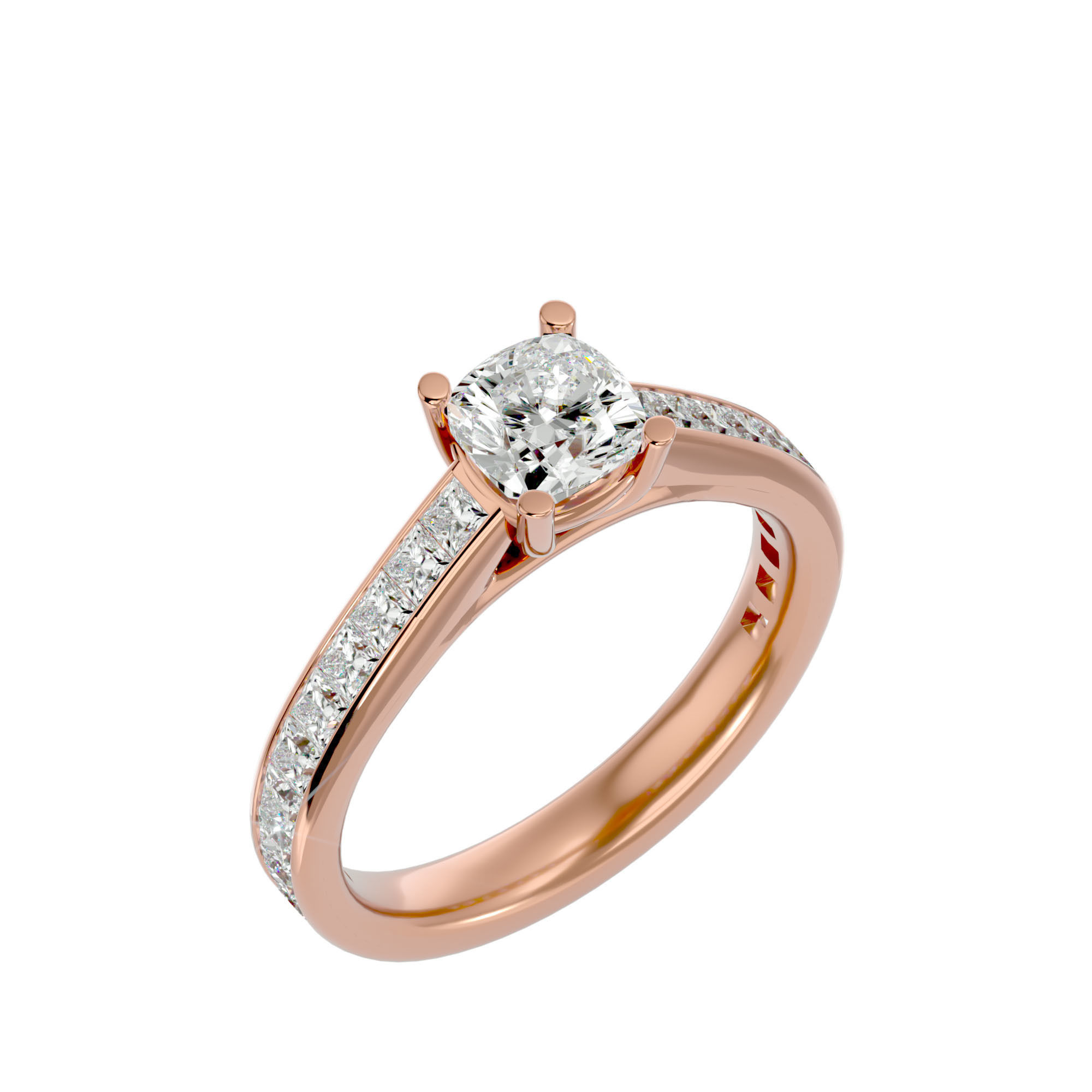 Solitaire wedding engagement ring with 360 view animation 3D print model_12