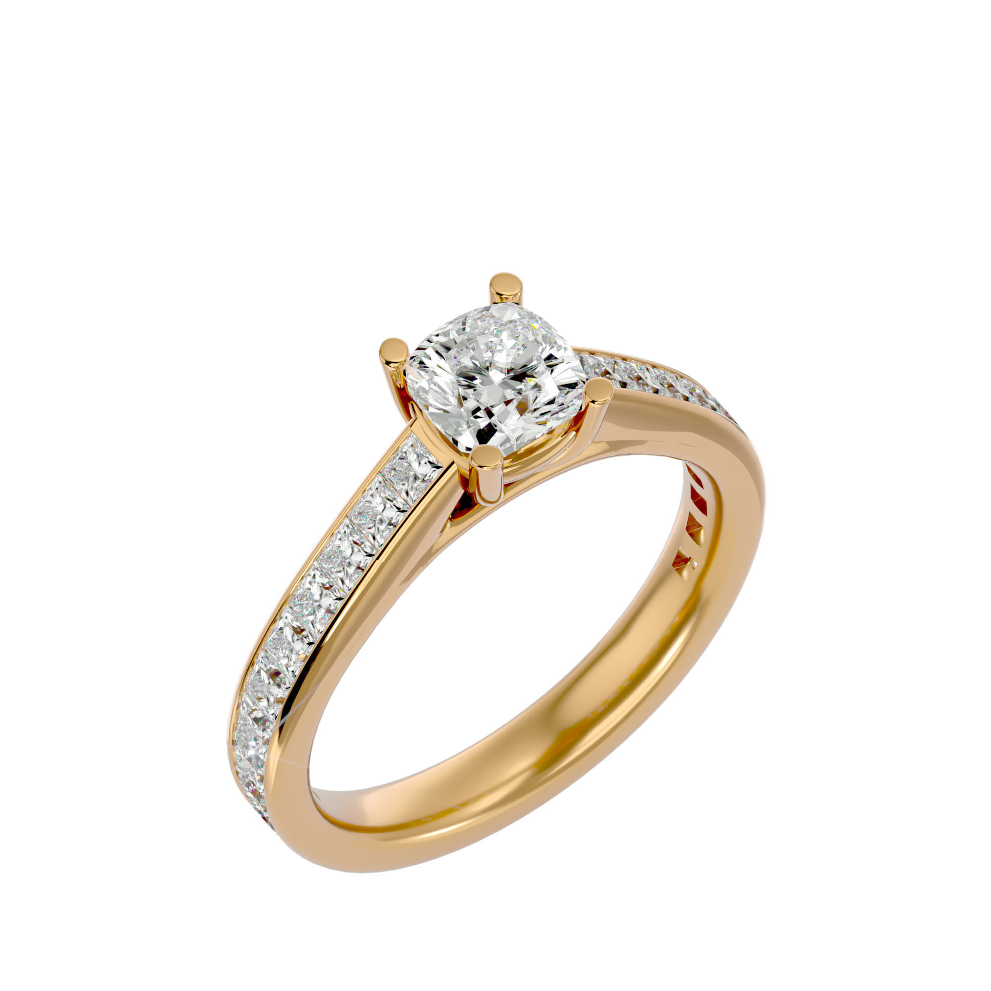 Solitaire wedding engagement ring with 360 view animation 3D print model_11
