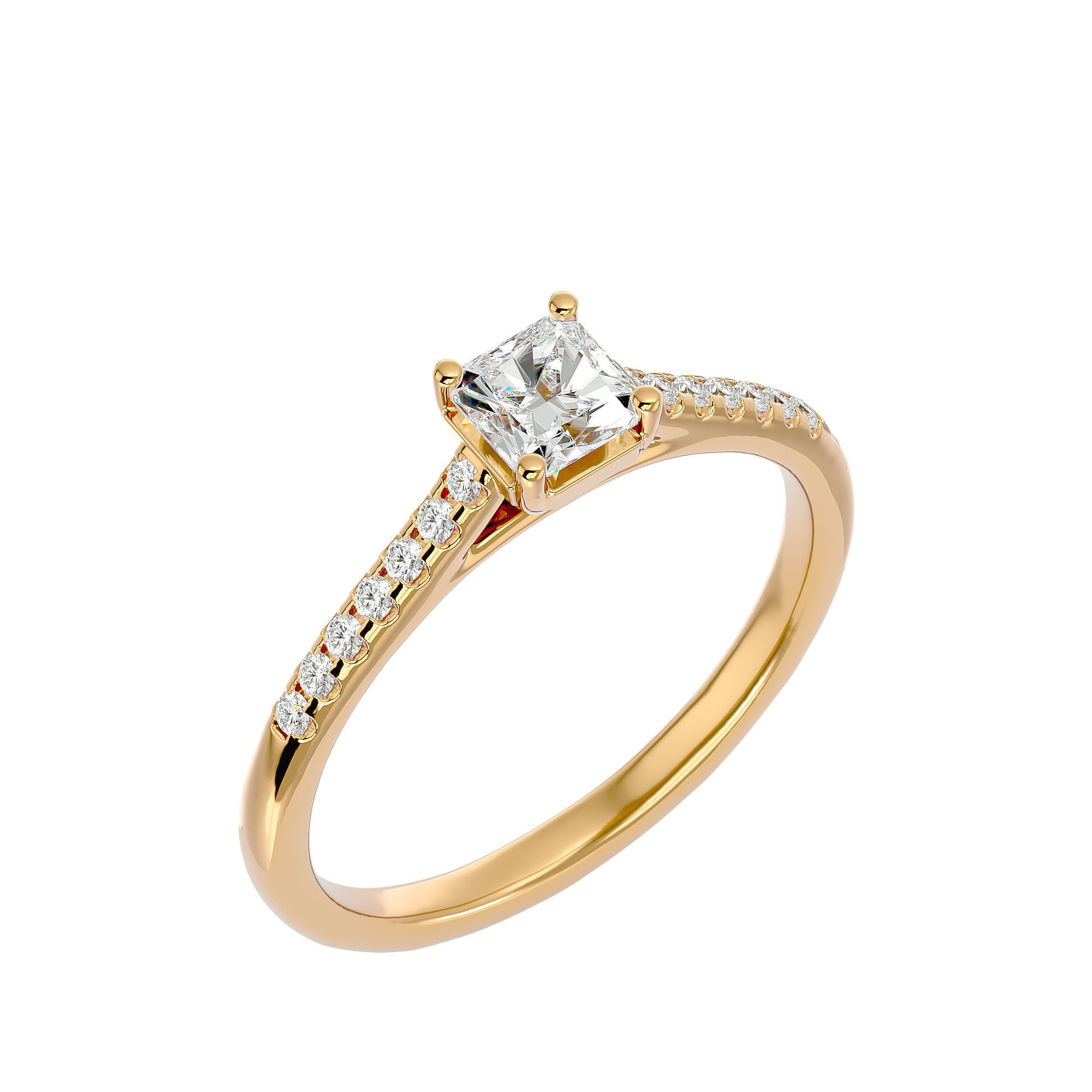 Solitaire wedding engagement ring with 360 view animation 3D print model_11