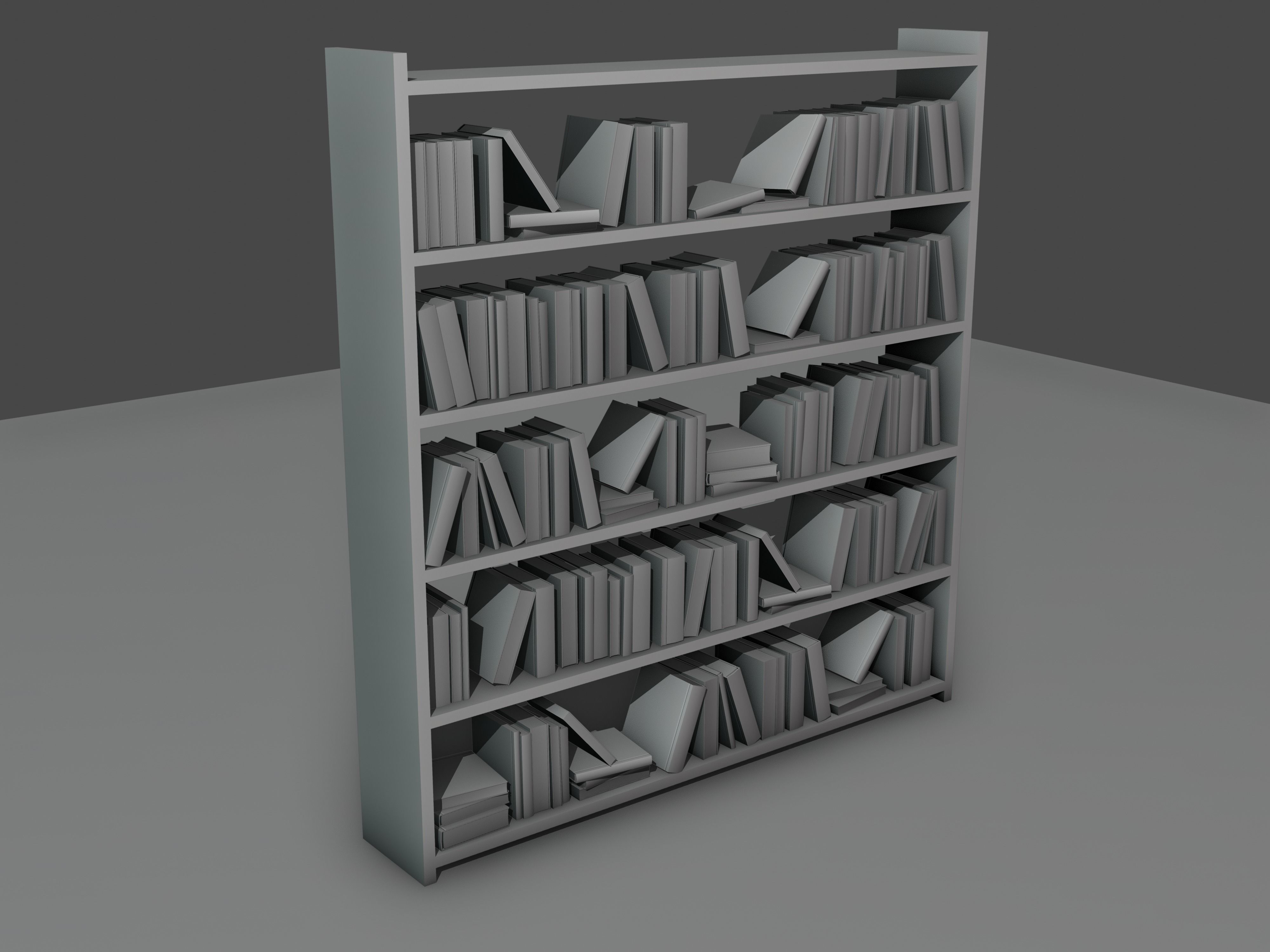 books wooden bookcase with Free low-poly 3D model_4