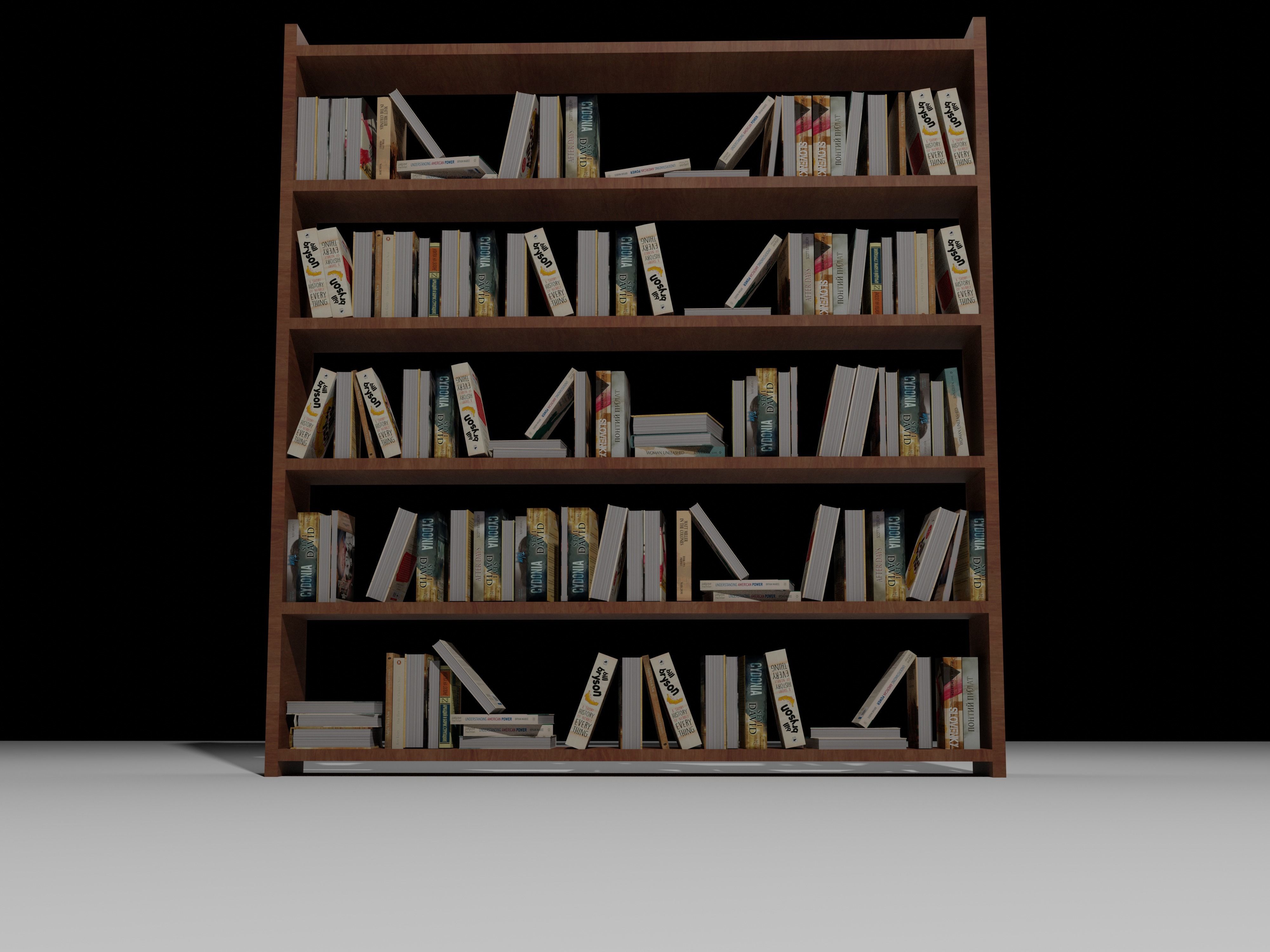 books wooden bookcase with Free low-poly 3D model_2