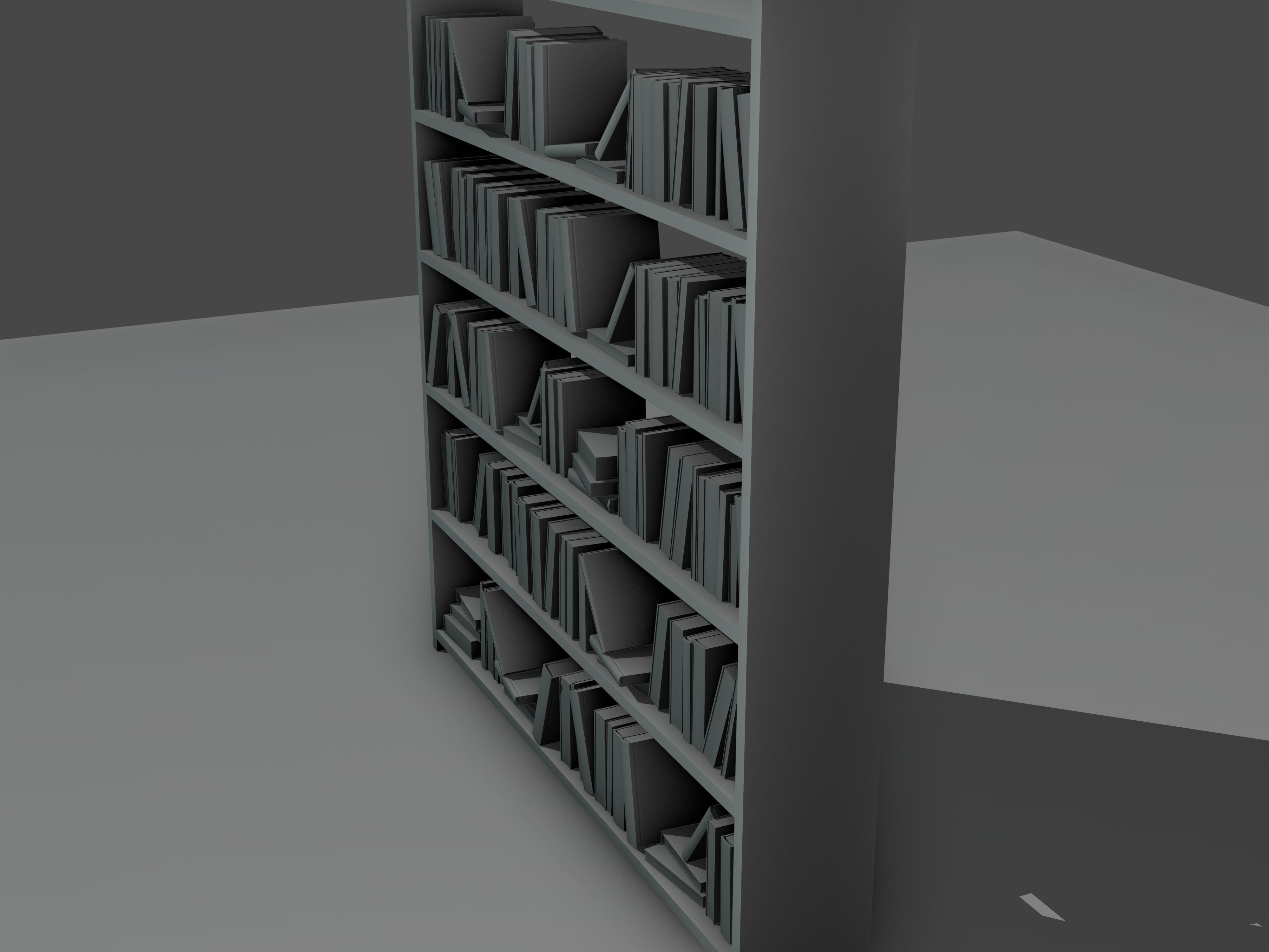 books wooden bookcase with Free low-poly 3D model_5