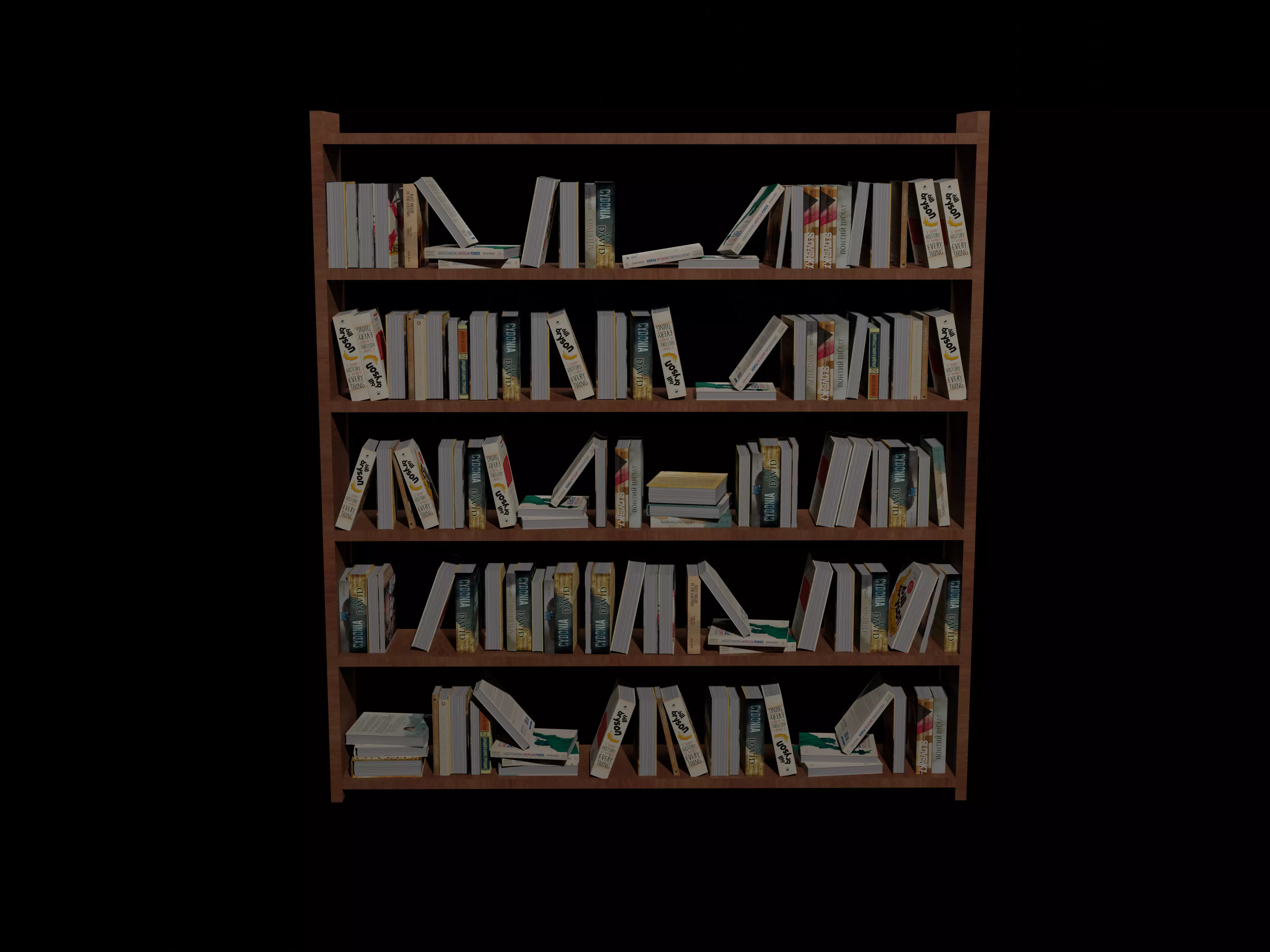books wooden bookcase with Free low-poly 3D model_0