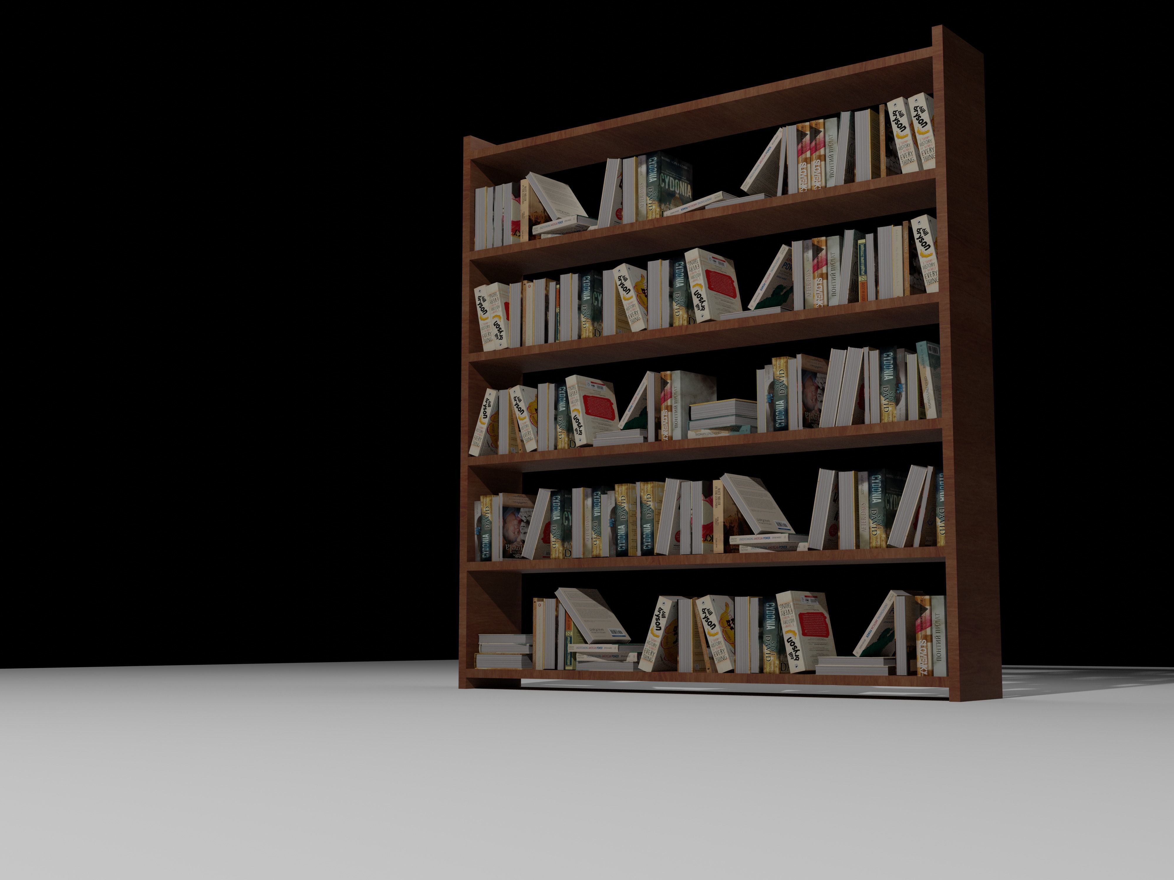 books wooden bookcase with Free low-poly 3D model_1