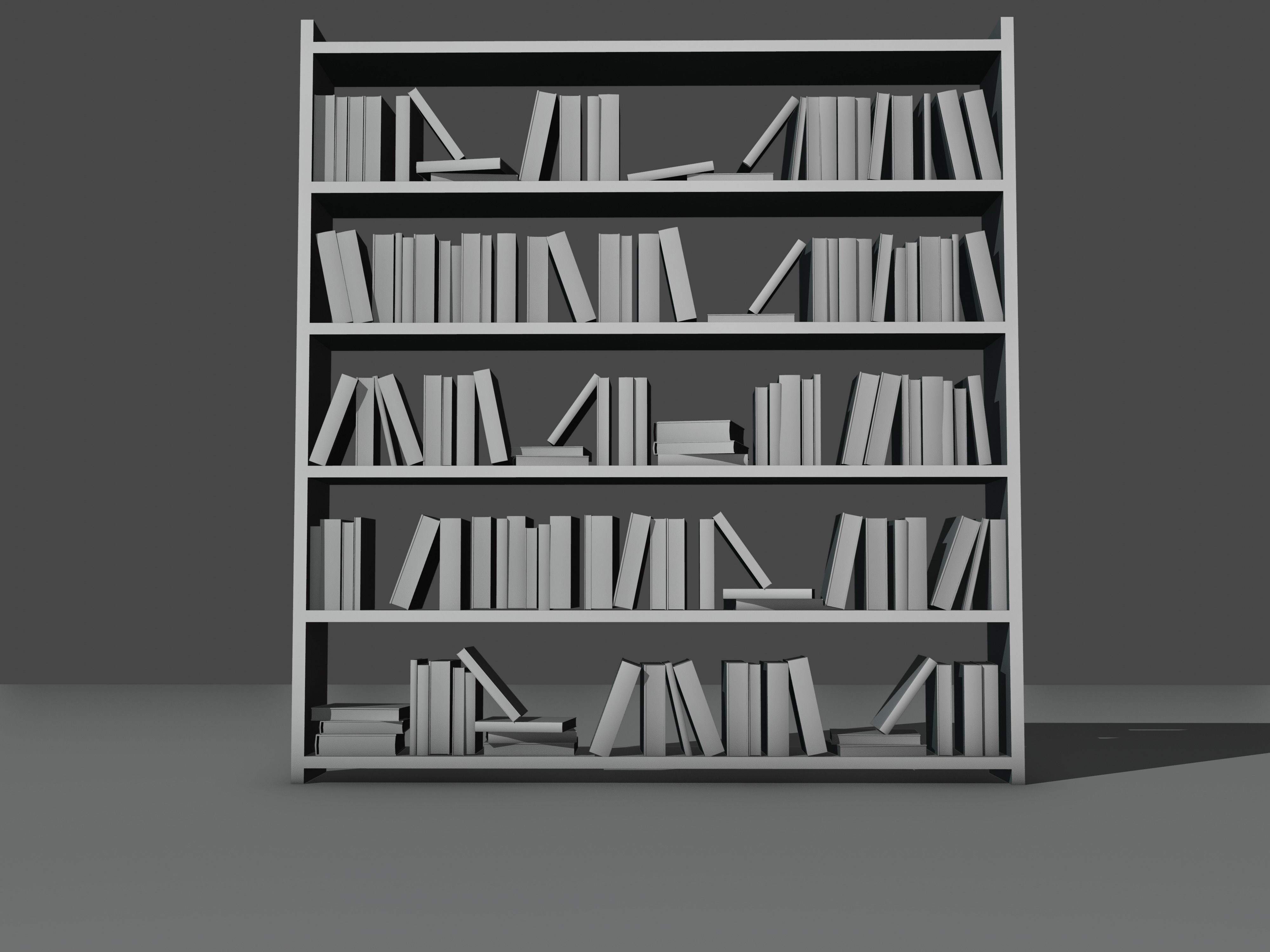 books wooden bookcase with Free low-poly 3D model_3