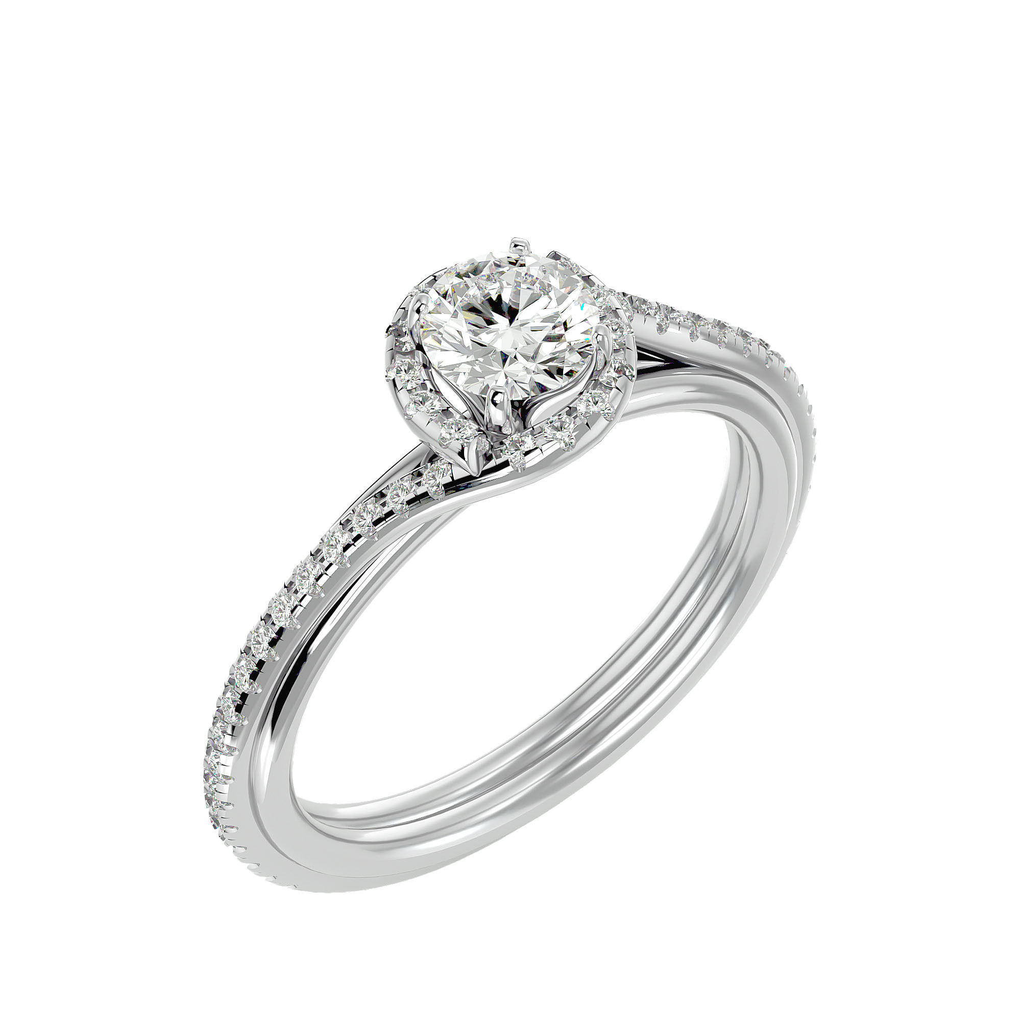 Solitaire wedding engagement ring with 360 view animation 3D print model_9