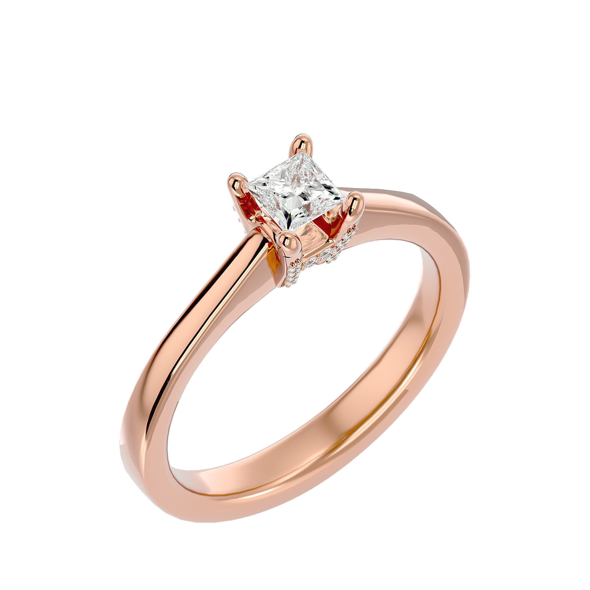 Solitaire wedding engagement ring with 360 view animation 3D print model_11