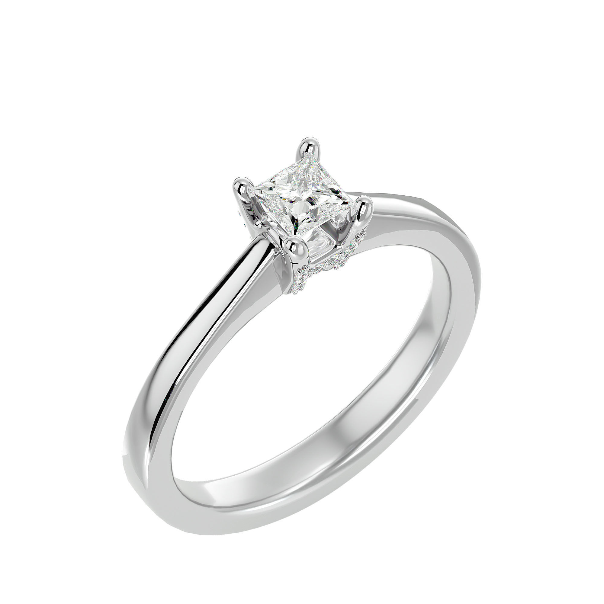Solitaire wedding engagement ring with 360 view animation 3D print model_9
