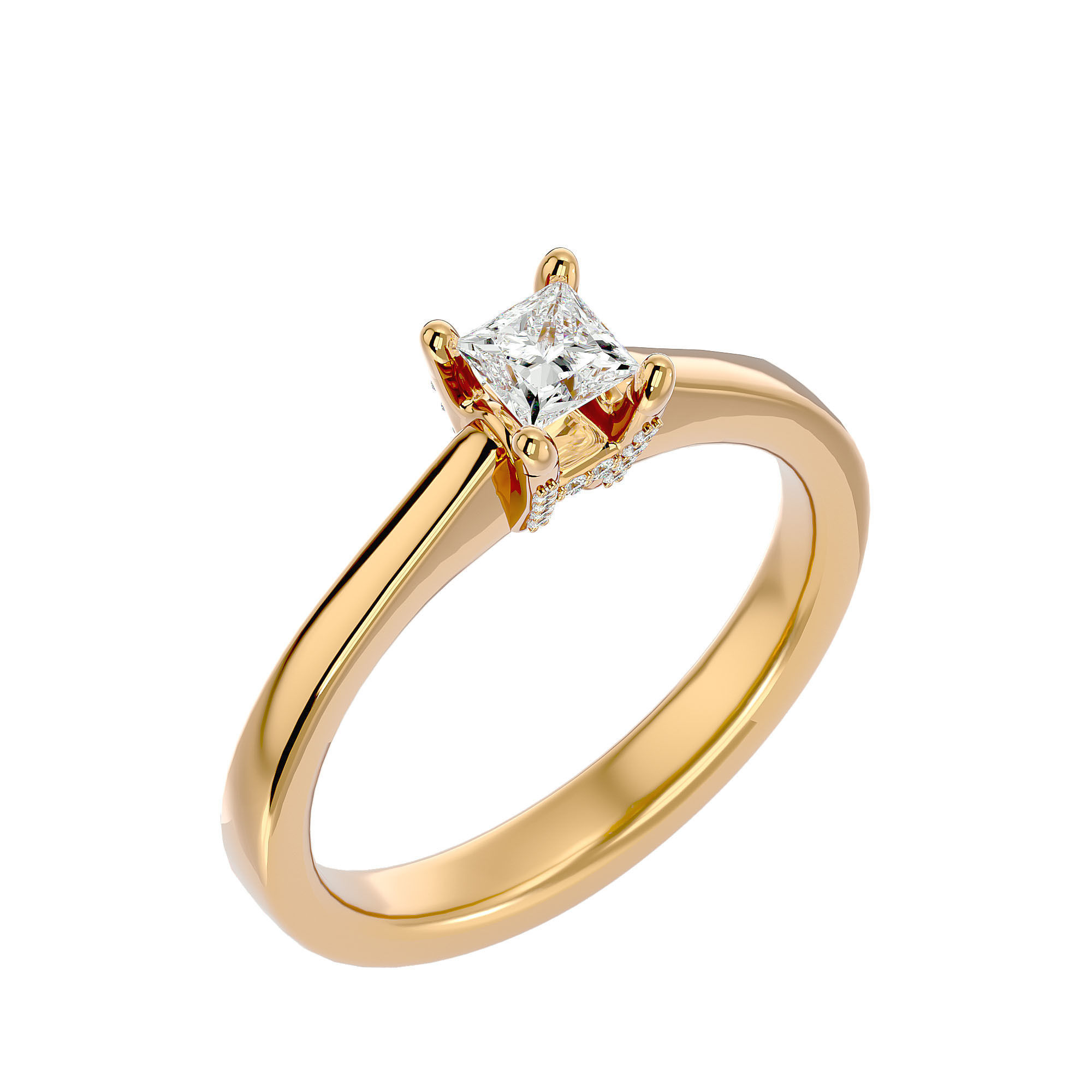 Solitaire wedding engagement ring with 360 view animation 3D print model_10