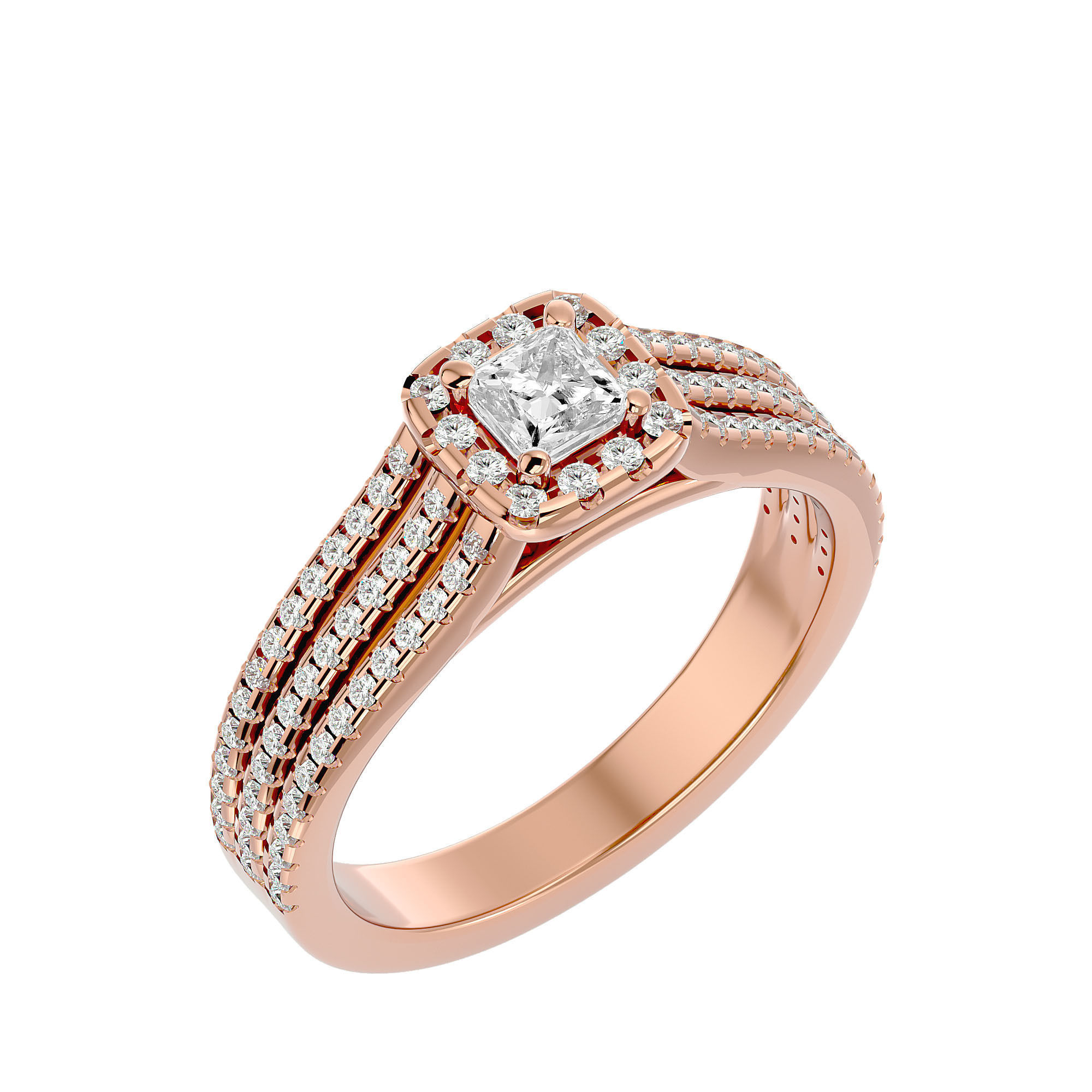 Solitaire wedding engagement ring with 360 view animation 3D print model_11