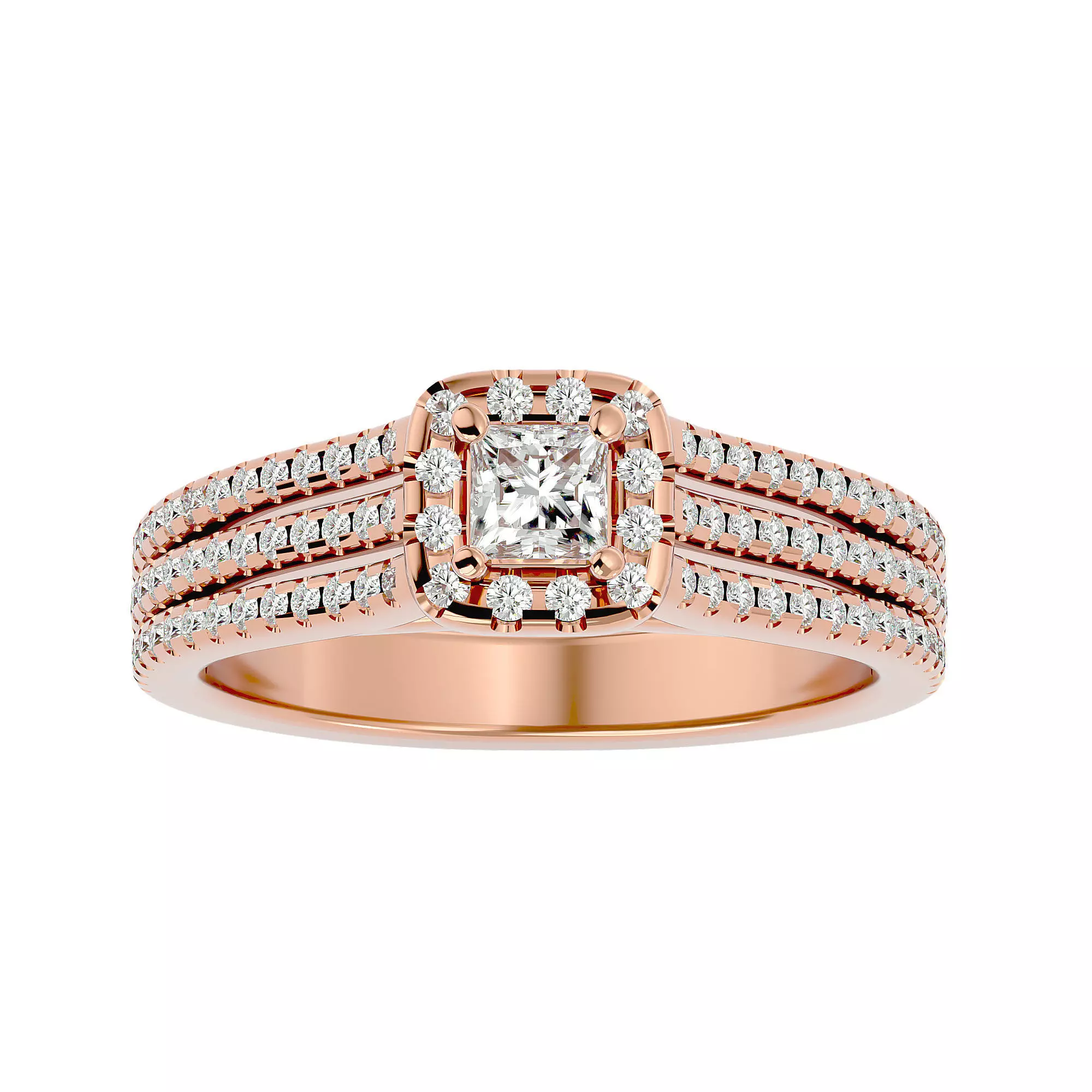 Solitaire wedding engagement ring with 360 view animation 3D print model_0