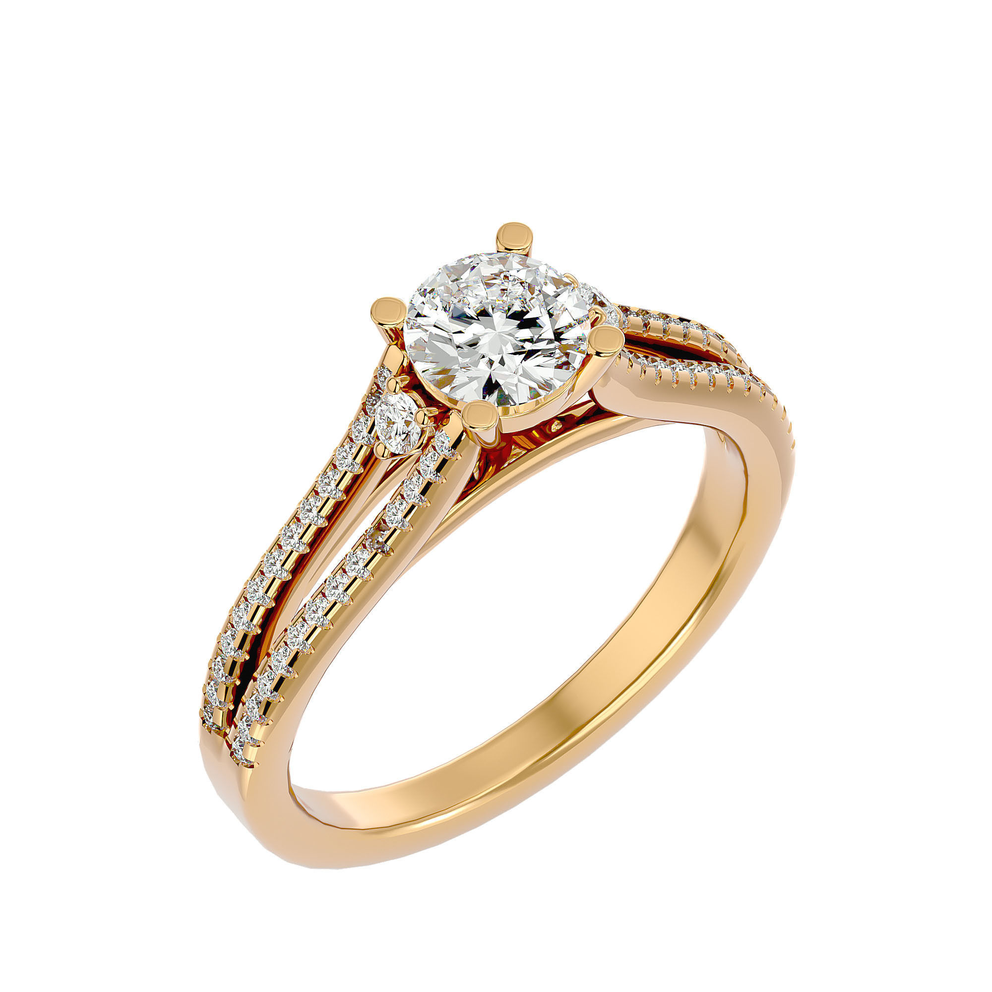 Solitaire wedding engagement ring with 360 view animation 3D print model_11