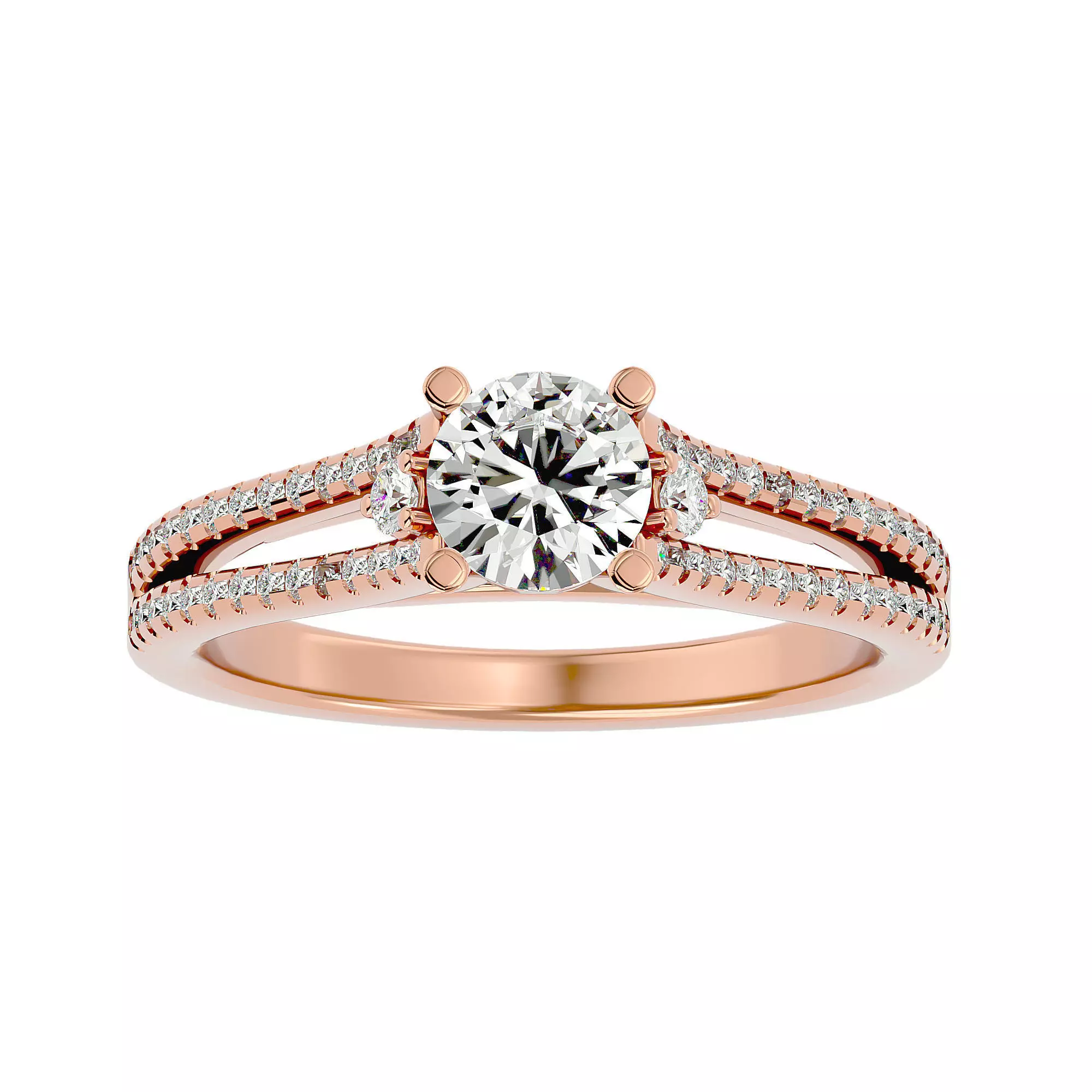 Solitaire wedding engagement ring with 360 view animation 3D print model_0