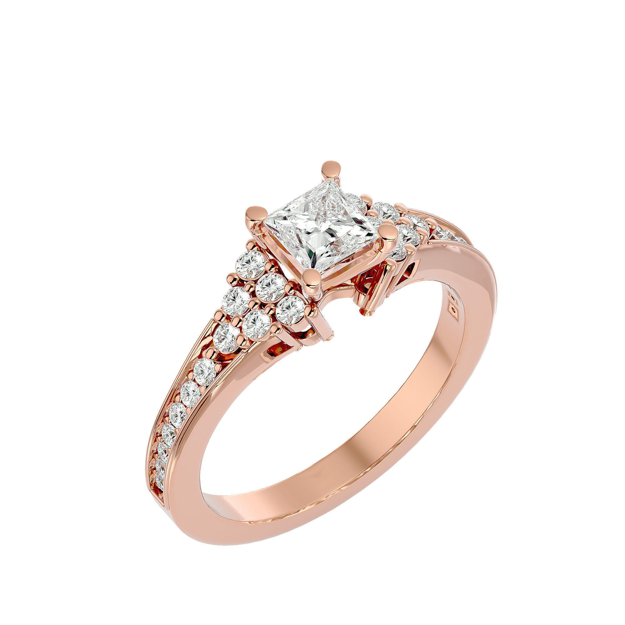 Solitaire wedding engagement ring with 360 view animation 3D print model_11