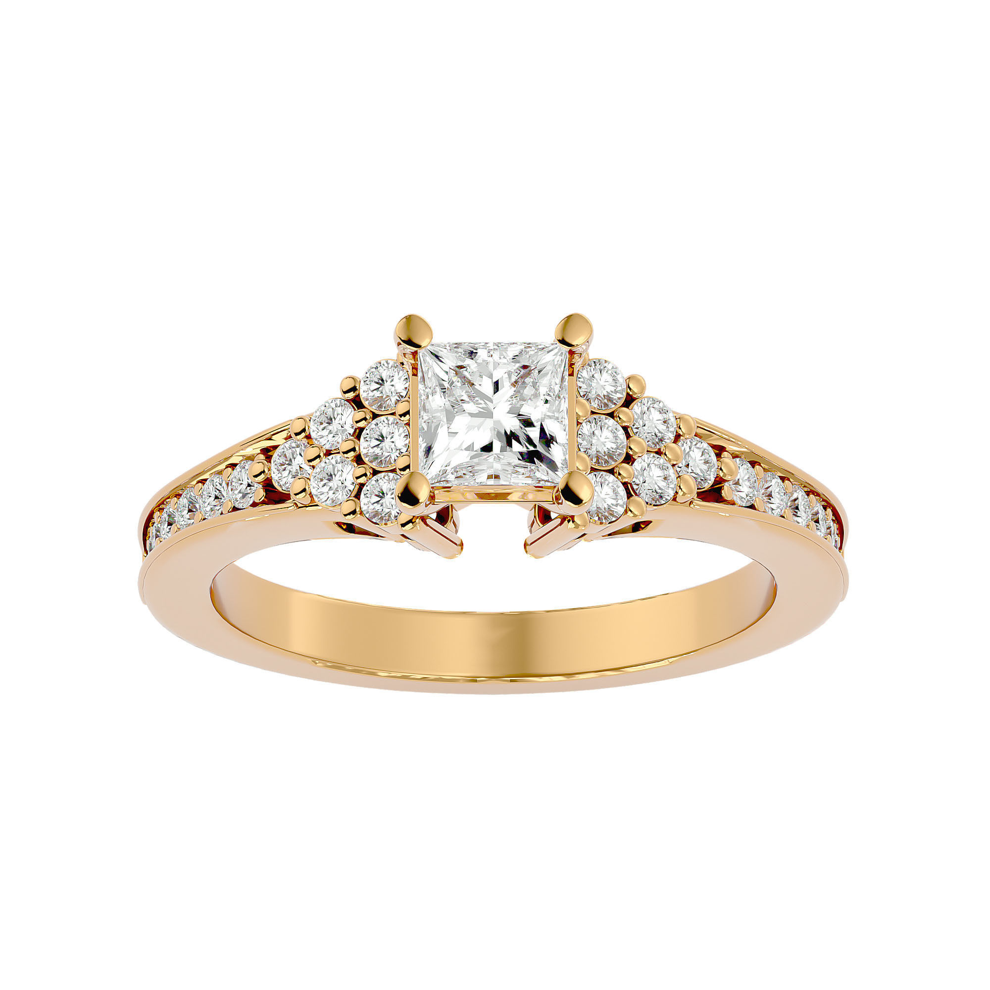 Solitaire wedding engagement ring with 360 view animation 3D print model_1