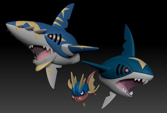 Pokemon Carvanha Sharpedo mega Evolution 3D print model