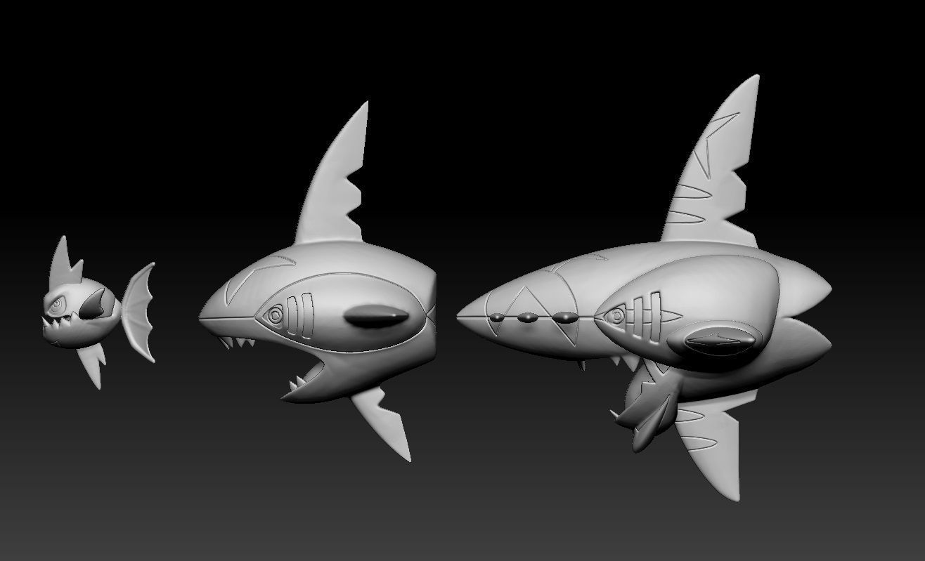 Pokemon Carvanha Sharpedo mega Evolution 3D print model_1