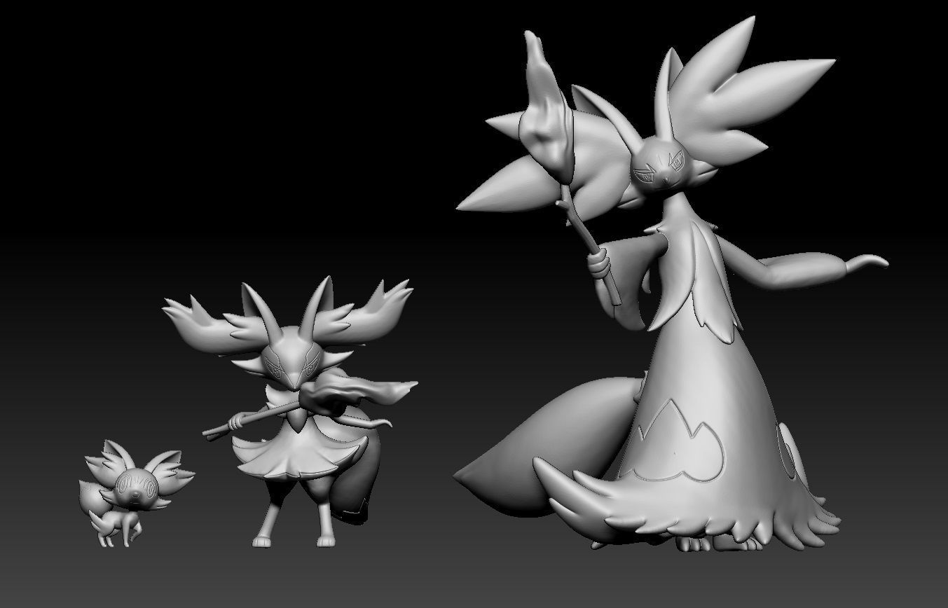 Pokemon Fennekin Braixen Delphox 3D print model_1