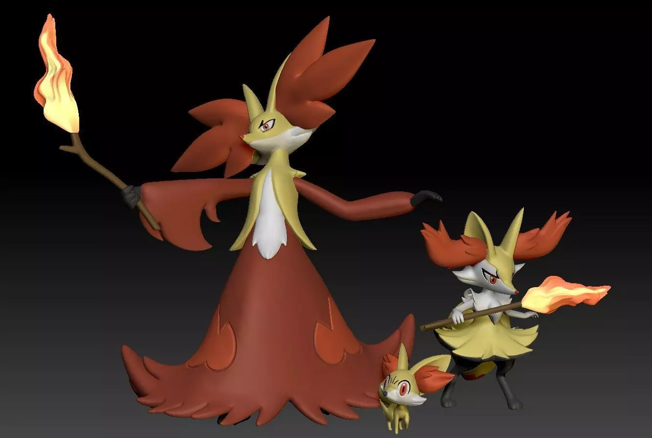 Pokemon Fennekin Braixen Delphox 3D print model_0