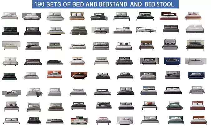 190 Sets Of  Bedstand  Bed  Bed Stool  Furniture collection