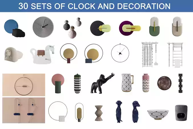  30 Sets Of  Vase  Clock  furnishings  Ornaments  Furniture 