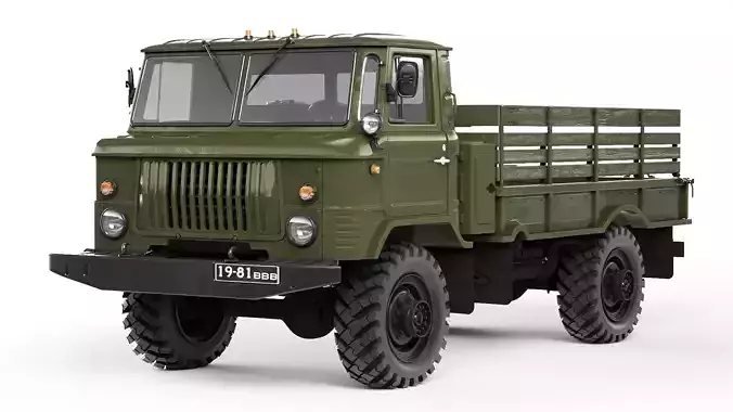GAZ 66 1965  flatbed body 3D model