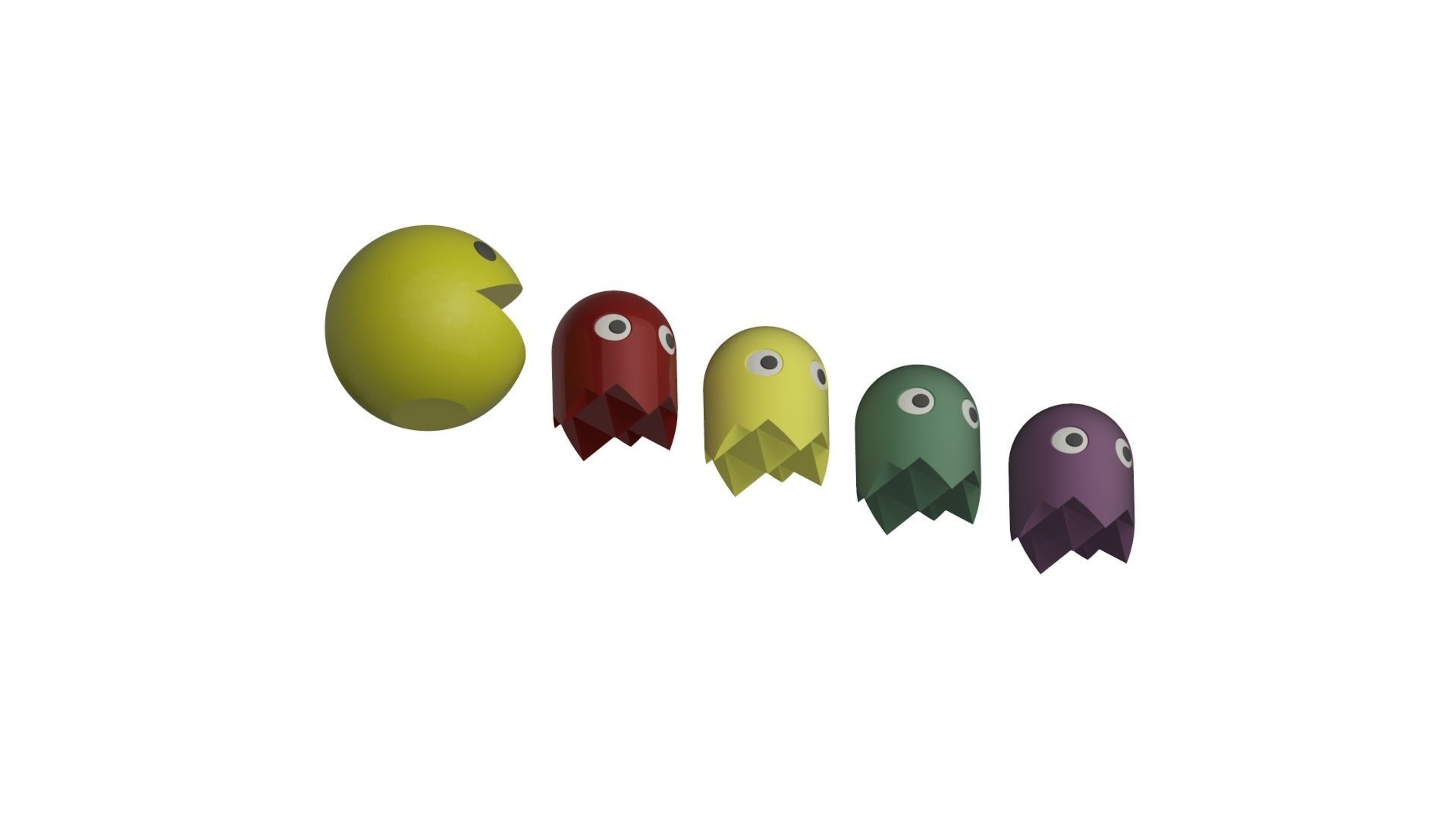 PACMAN AND ITS CUTE ENEMIES 3D print model_2