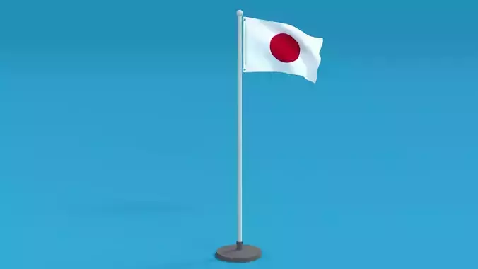 Low Poly Seamless Animated Japan Flag Low-poly 3D model