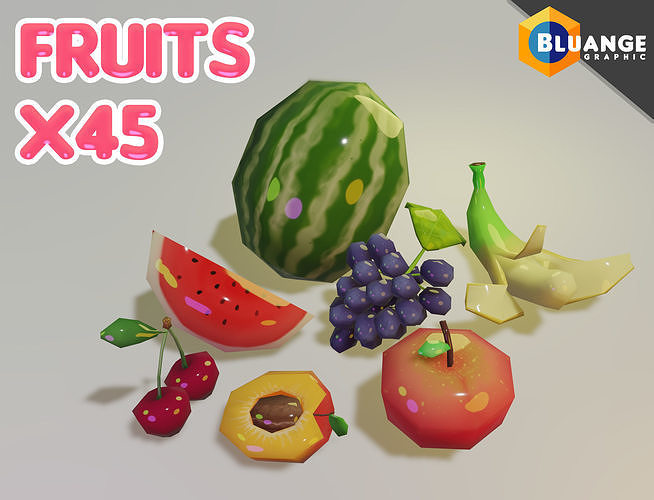 Fruits Low-poly 3D Model Low-poly 3D model