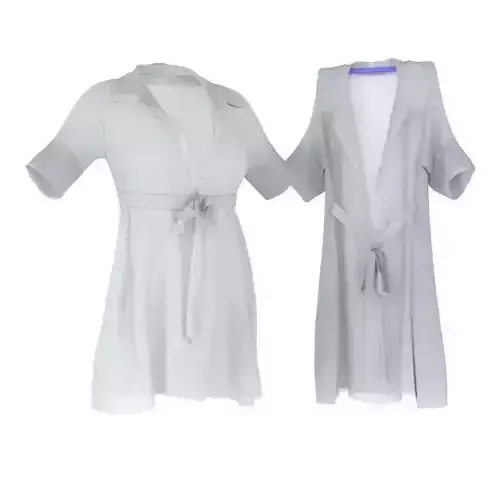 Women s White Bathrobe 3D model