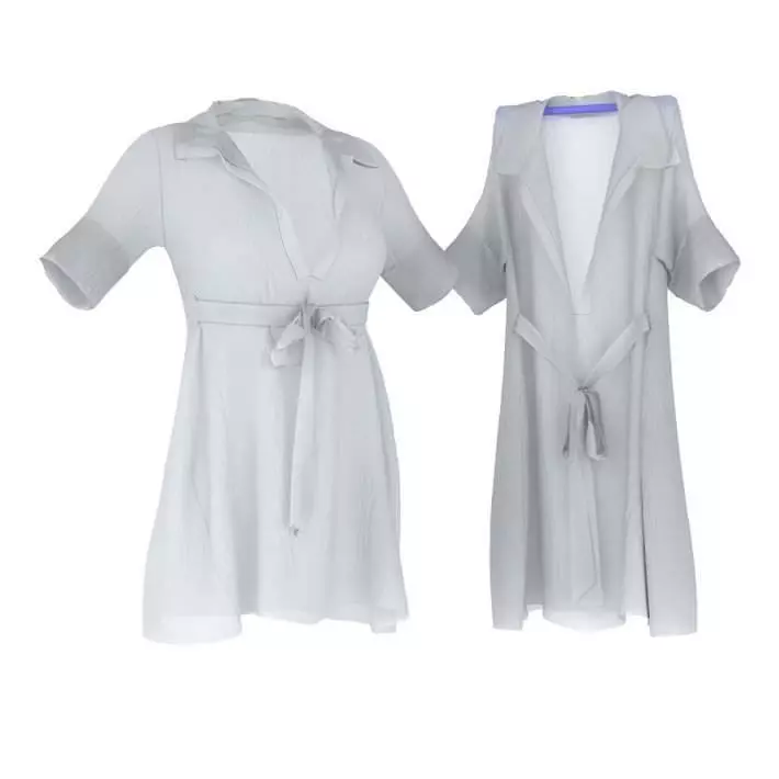 Women s White Bathrobe 3D model_0