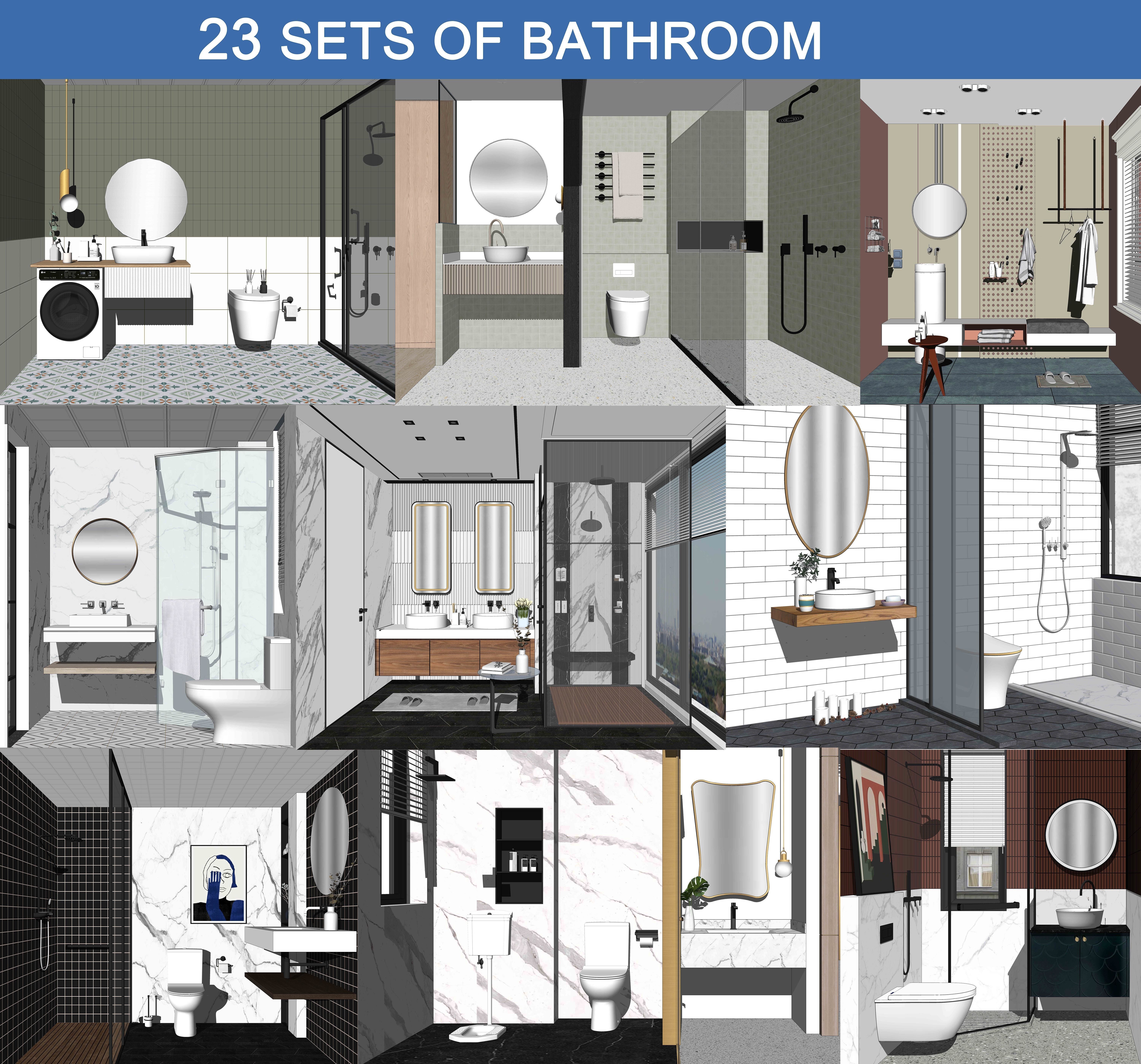 23  Sets Of  Bathroom  sketchup Model  INTERIOR DESIGN 3D model_2