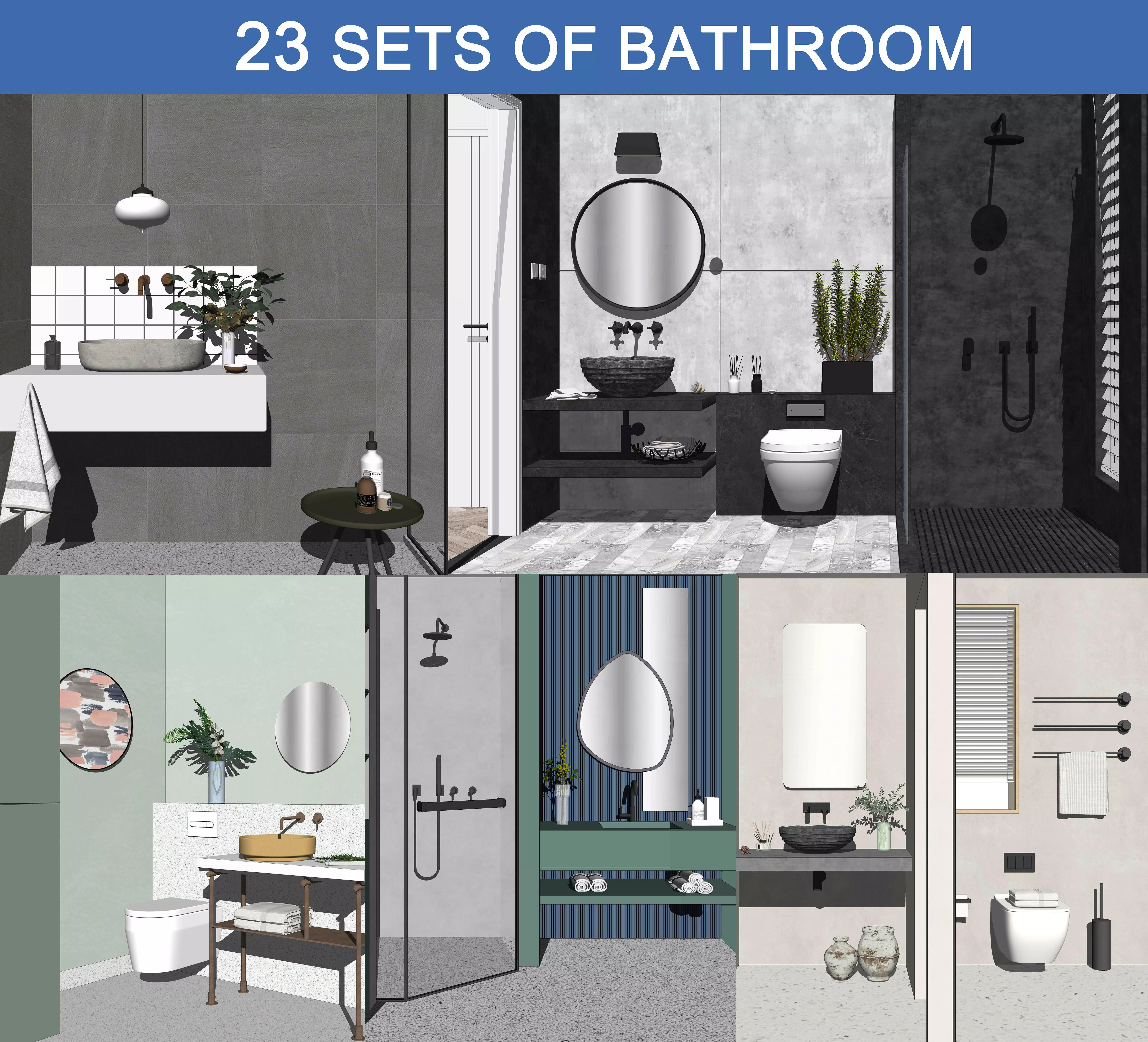 23  Sets Of  Bathroom  sketchup Model  INTERIOR DESIGN 3D model_0