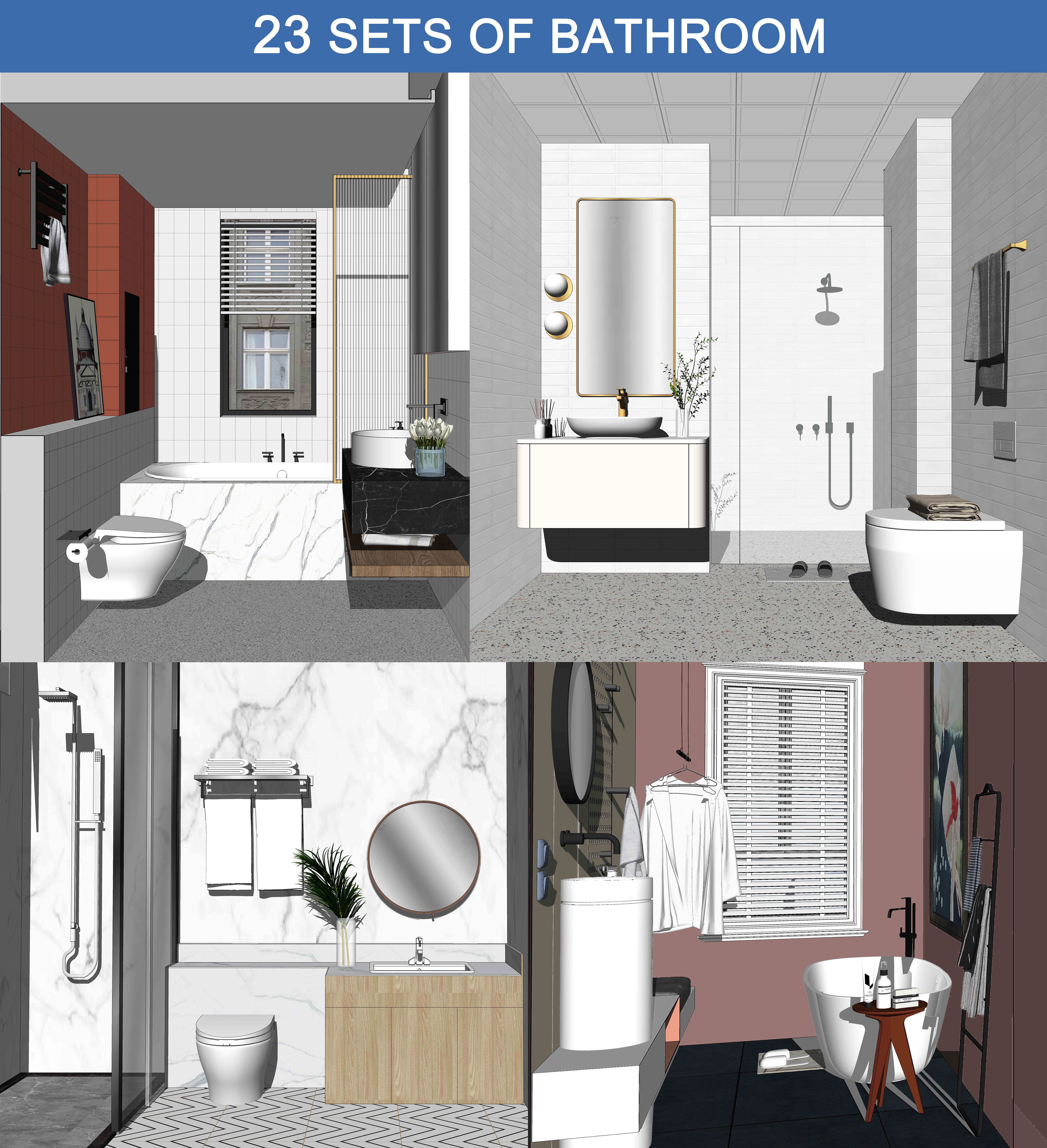 23  Sets Of  Bathroom  sketchup Model  INTERIOR DESIGN 3D model_3