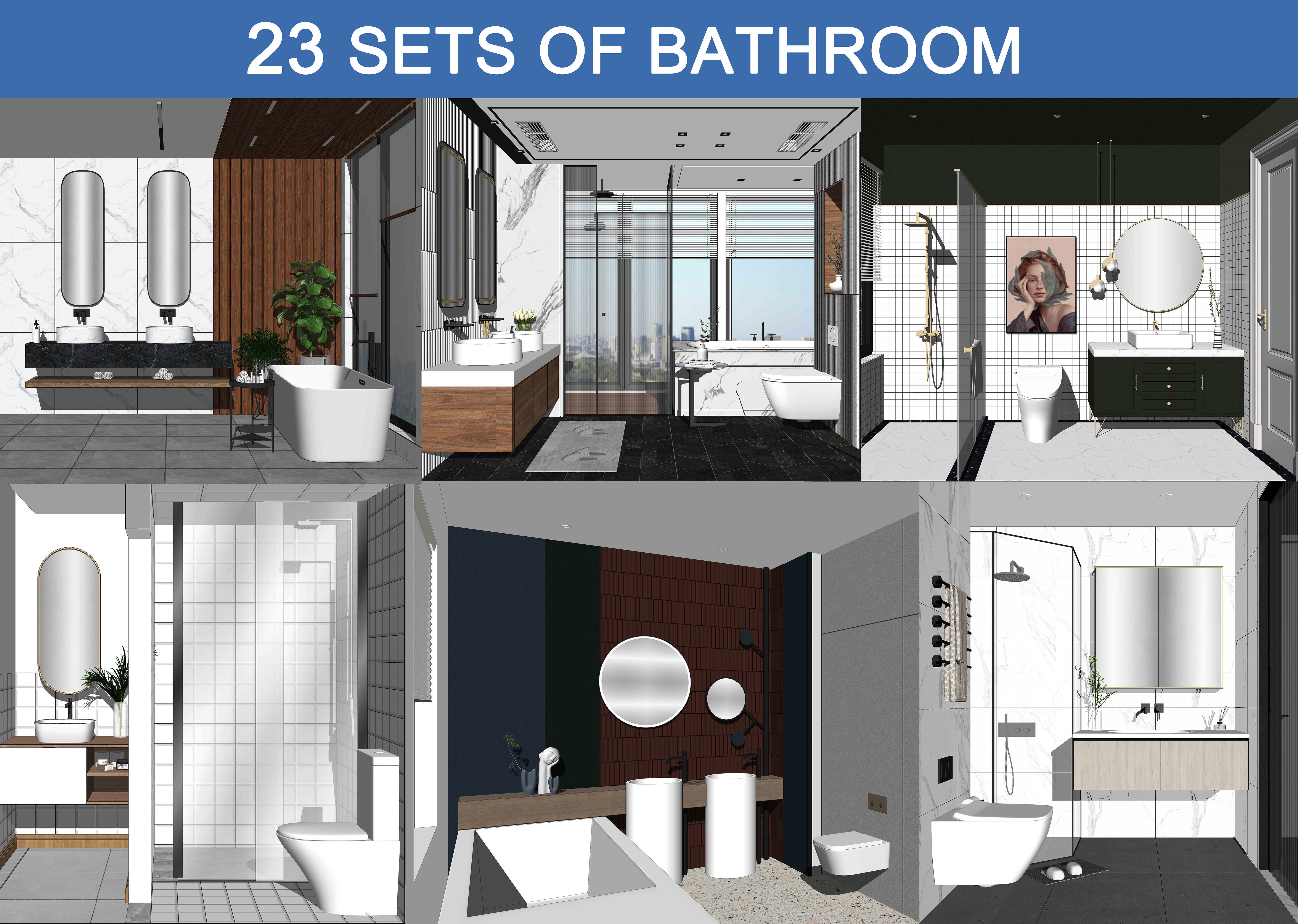 23  Sets Of  Bathroom  sketchup Model  INTERIOR DESIGN 3D model_1
