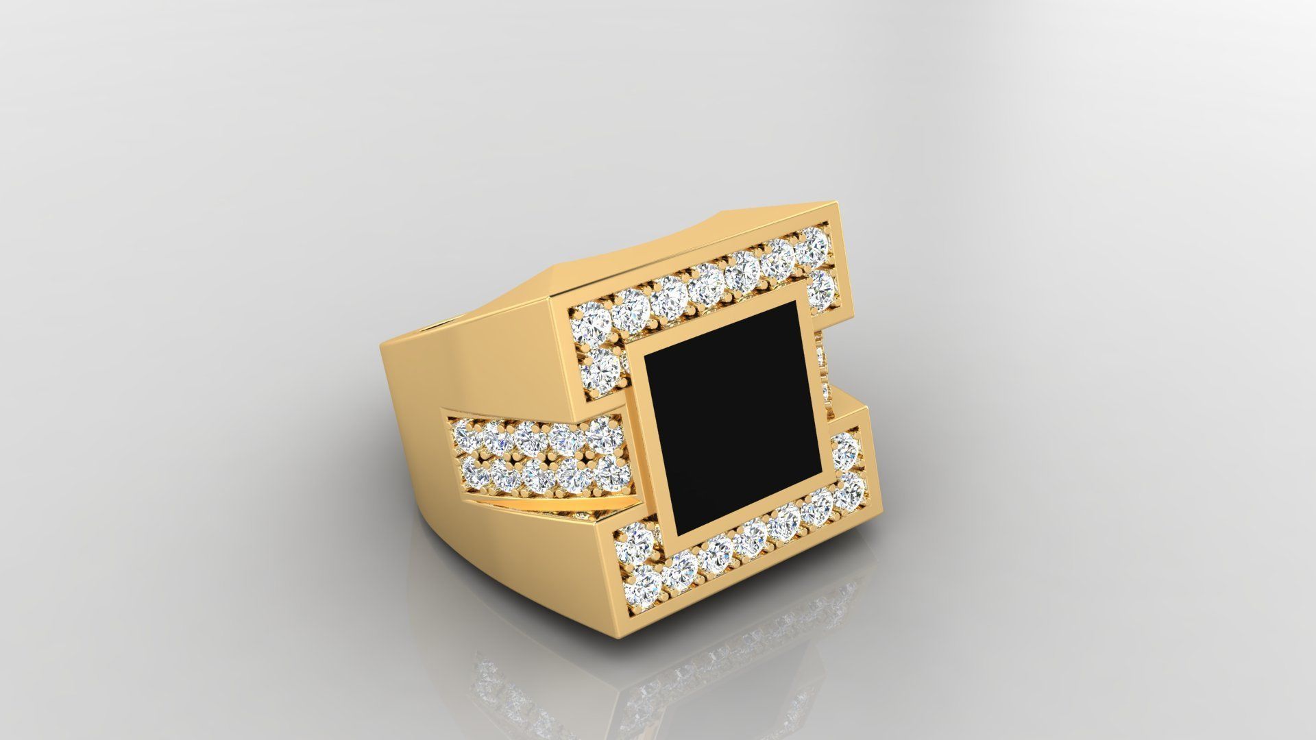 Ring M10   Mens luxury ring with enamel and gems 3D print model_4