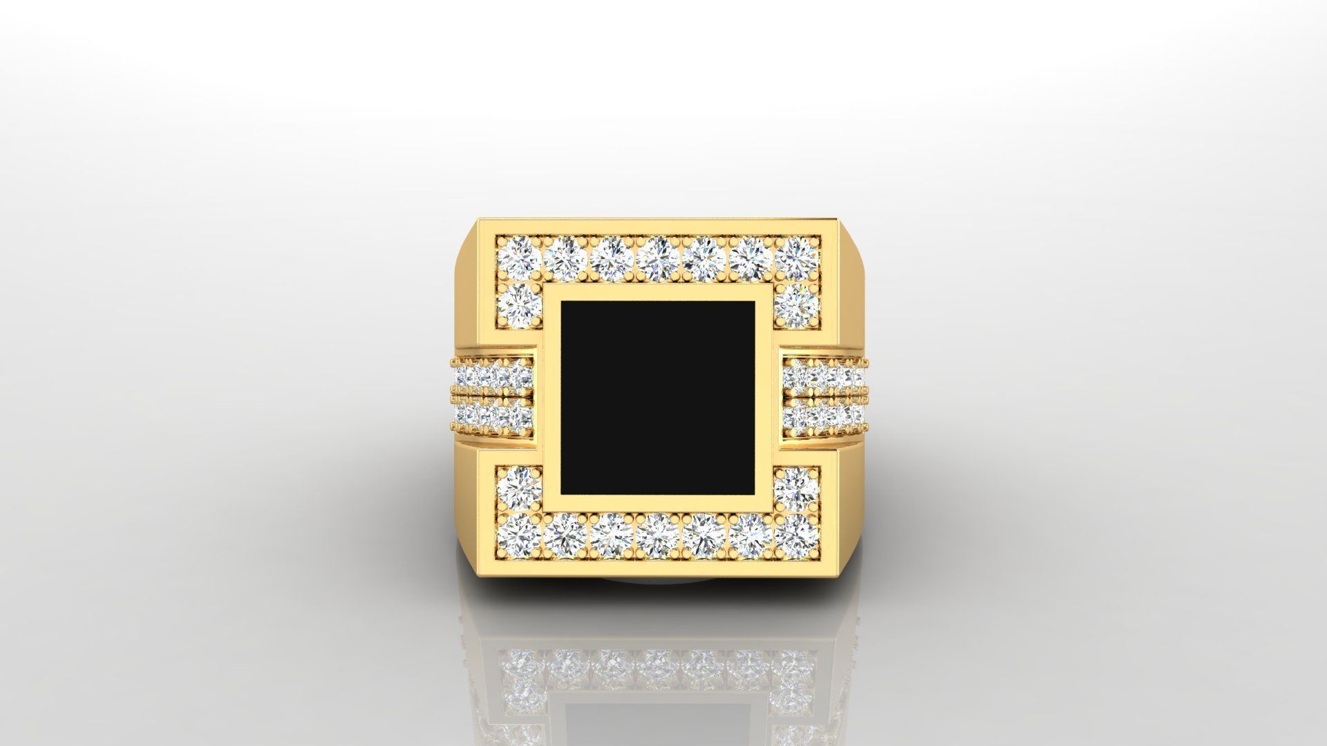 Ring M10   Mens luxury ring with enamel and gems 3D print model_5